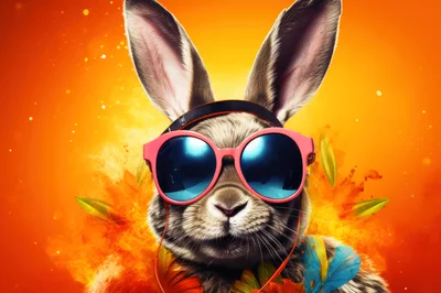 Cool Rabbit Wearing Pink Sunglasses And Headphones