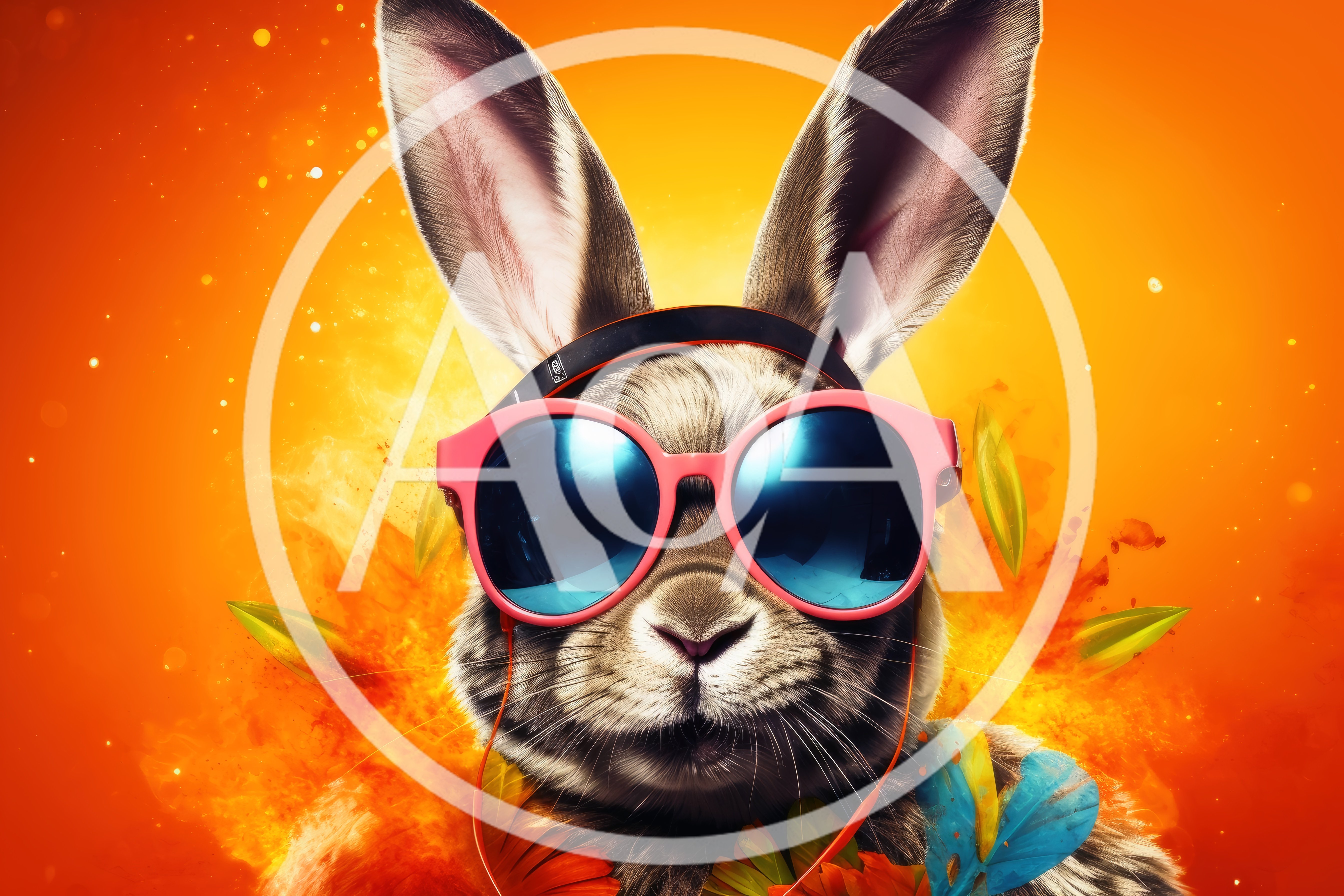 Cool Rabbit Wearing Pink Sunglasses And Headphones