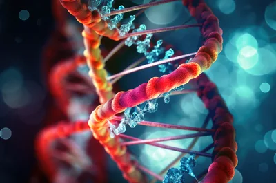 3D Rendered DNA Double Helix Structure