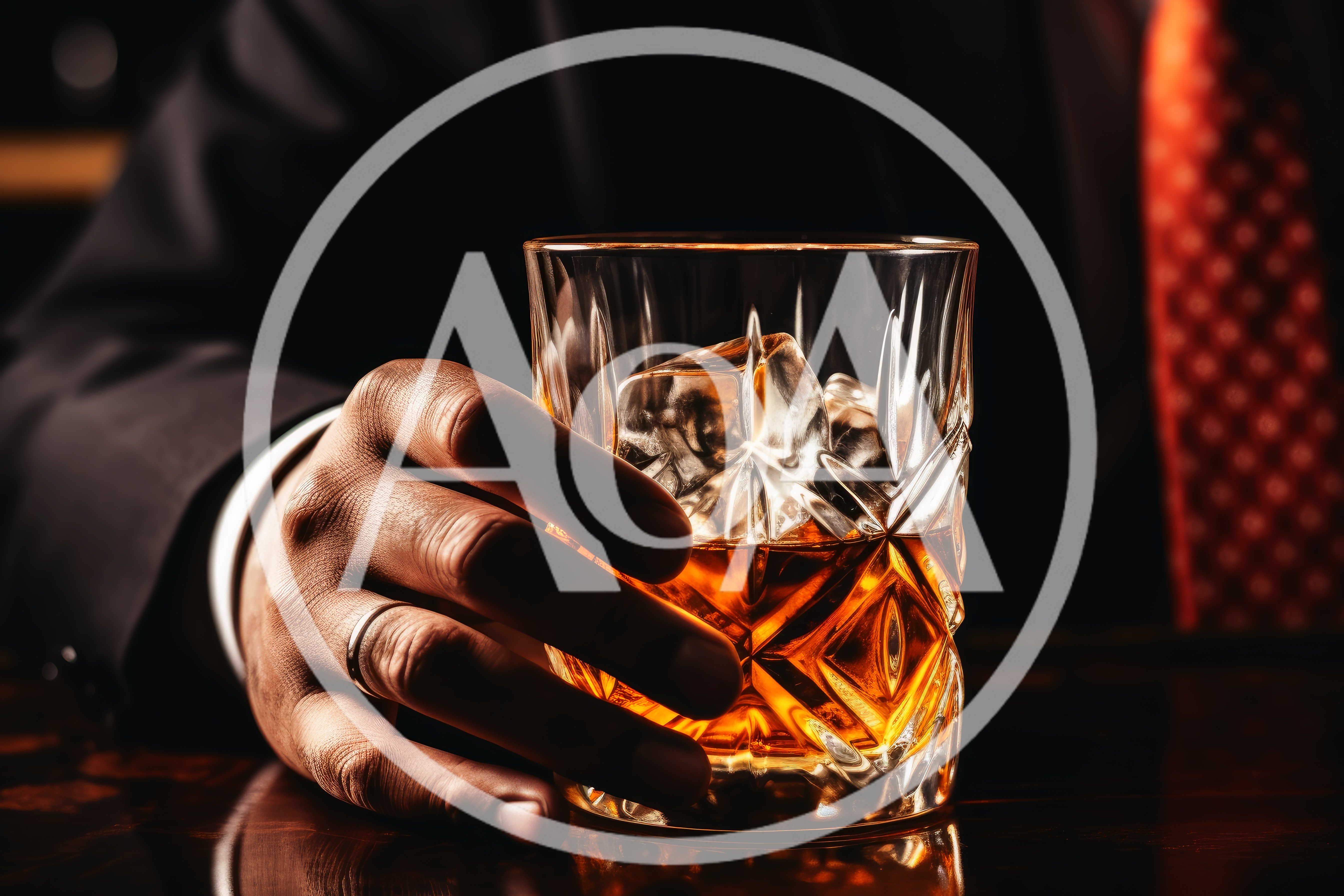 Businessman Holding A Glass Of Whiskey On The Rocks