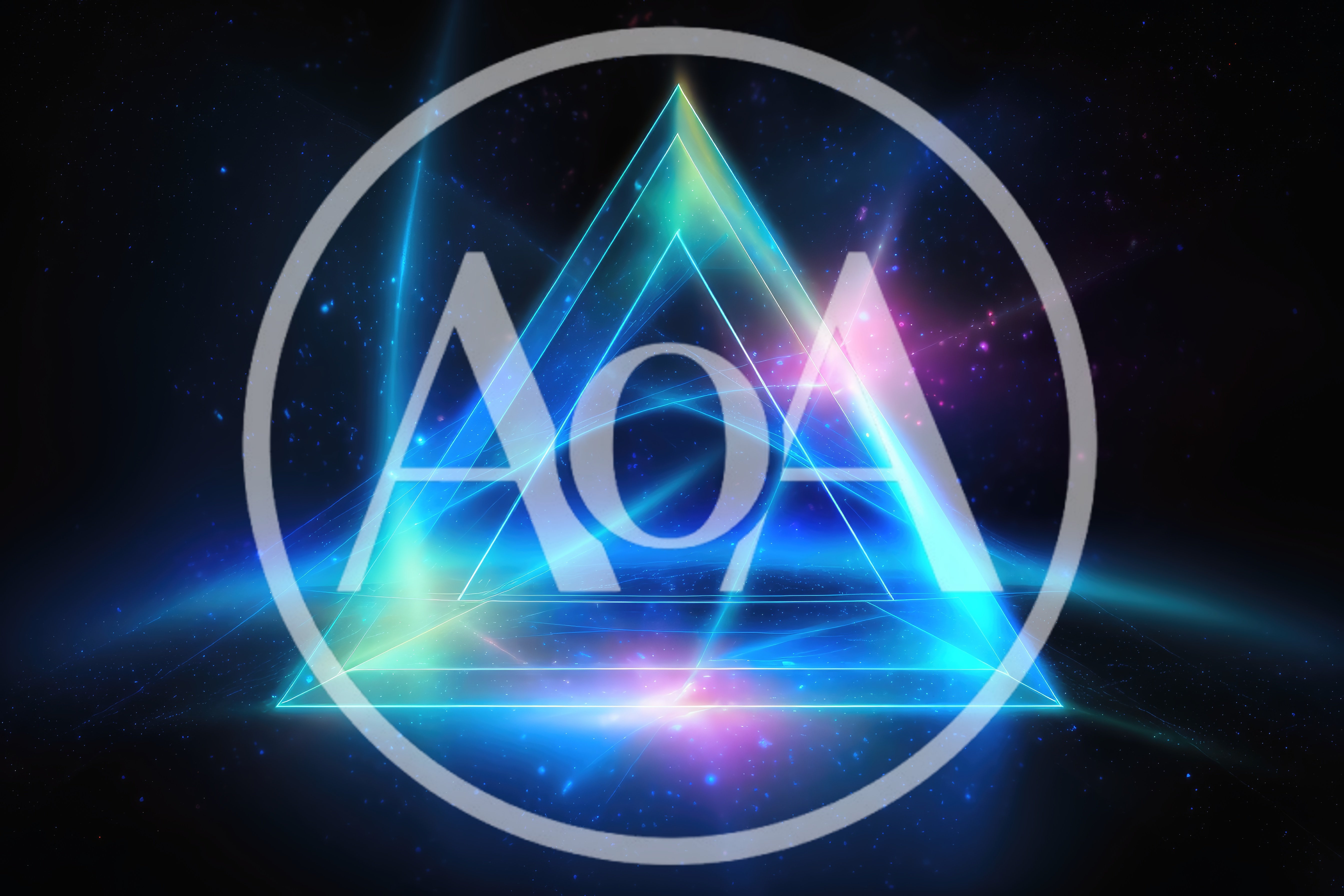 Abstract Glowing Neon Triangle In Deep Space
