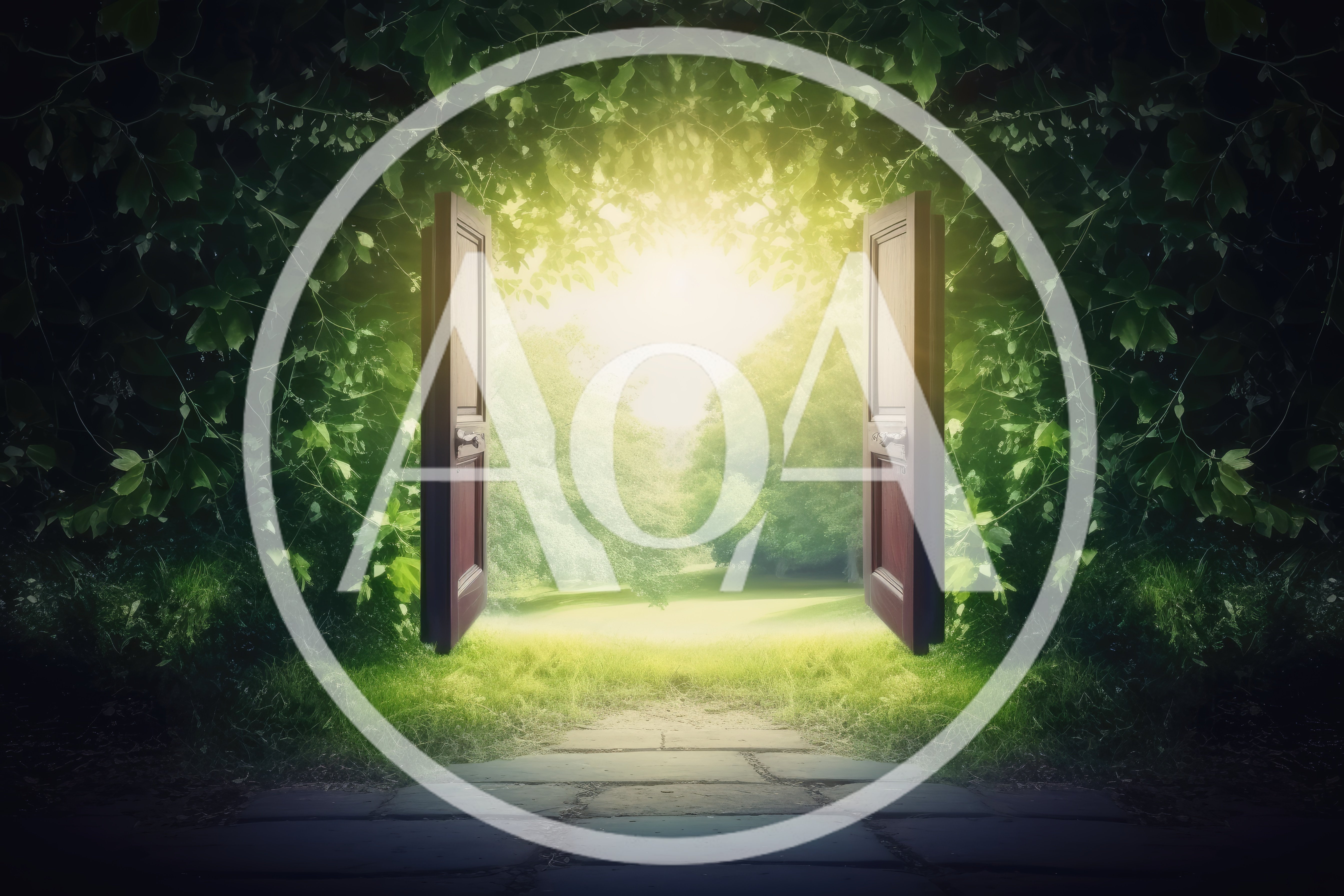 Open Wooden Doorway Leading To A Sunny Forest Clearing