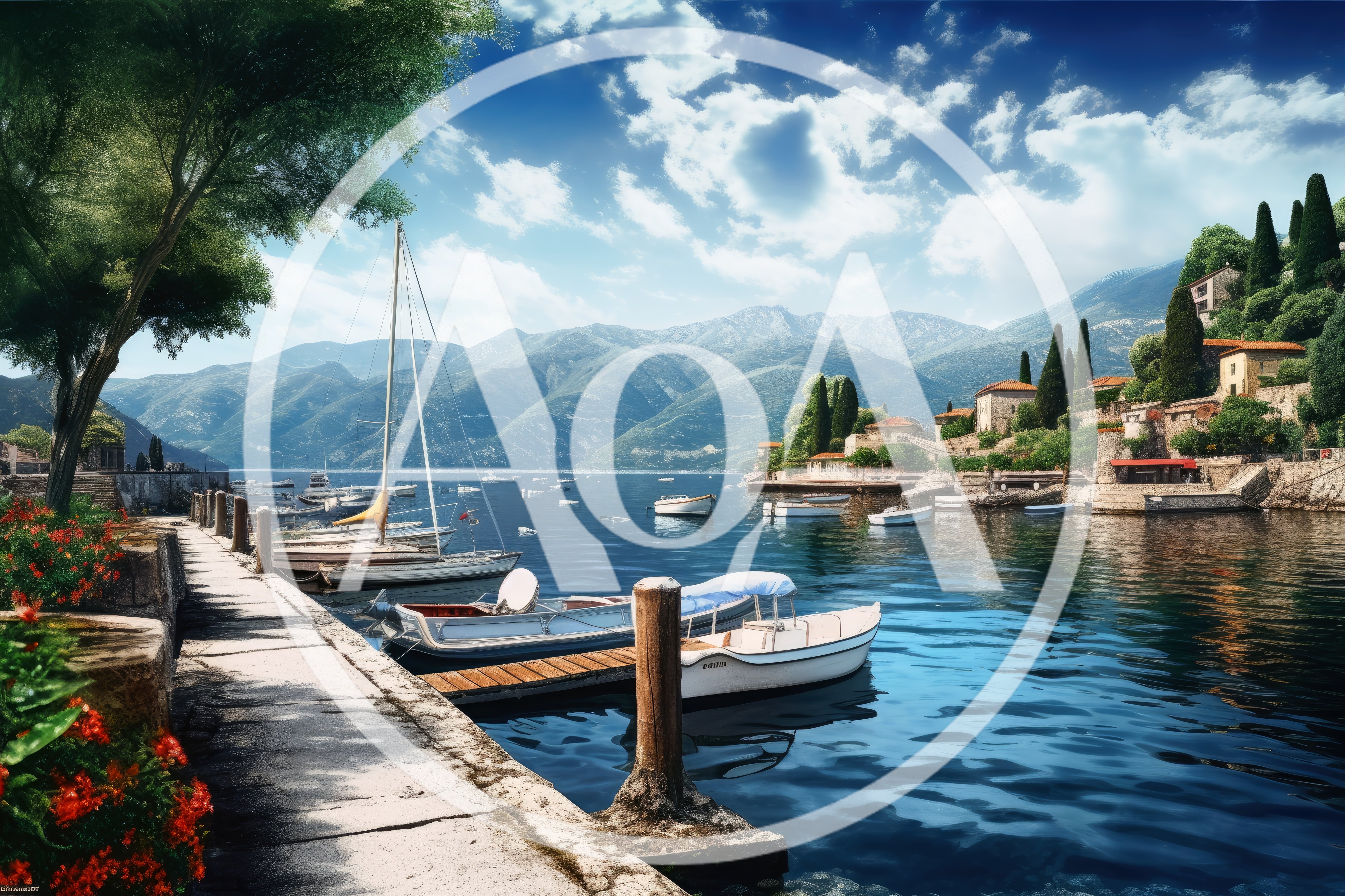 Scenic Coastal Village With Boats In Montenegro