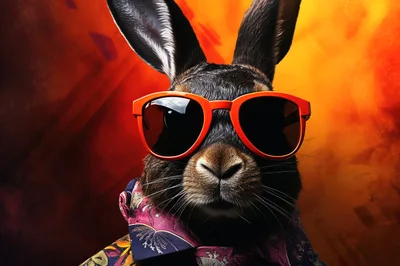 Cool Rabbit Wearing Sunglasses And Patterned Shirt