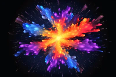 Abstract Colorful Paint Explosion On Black Background