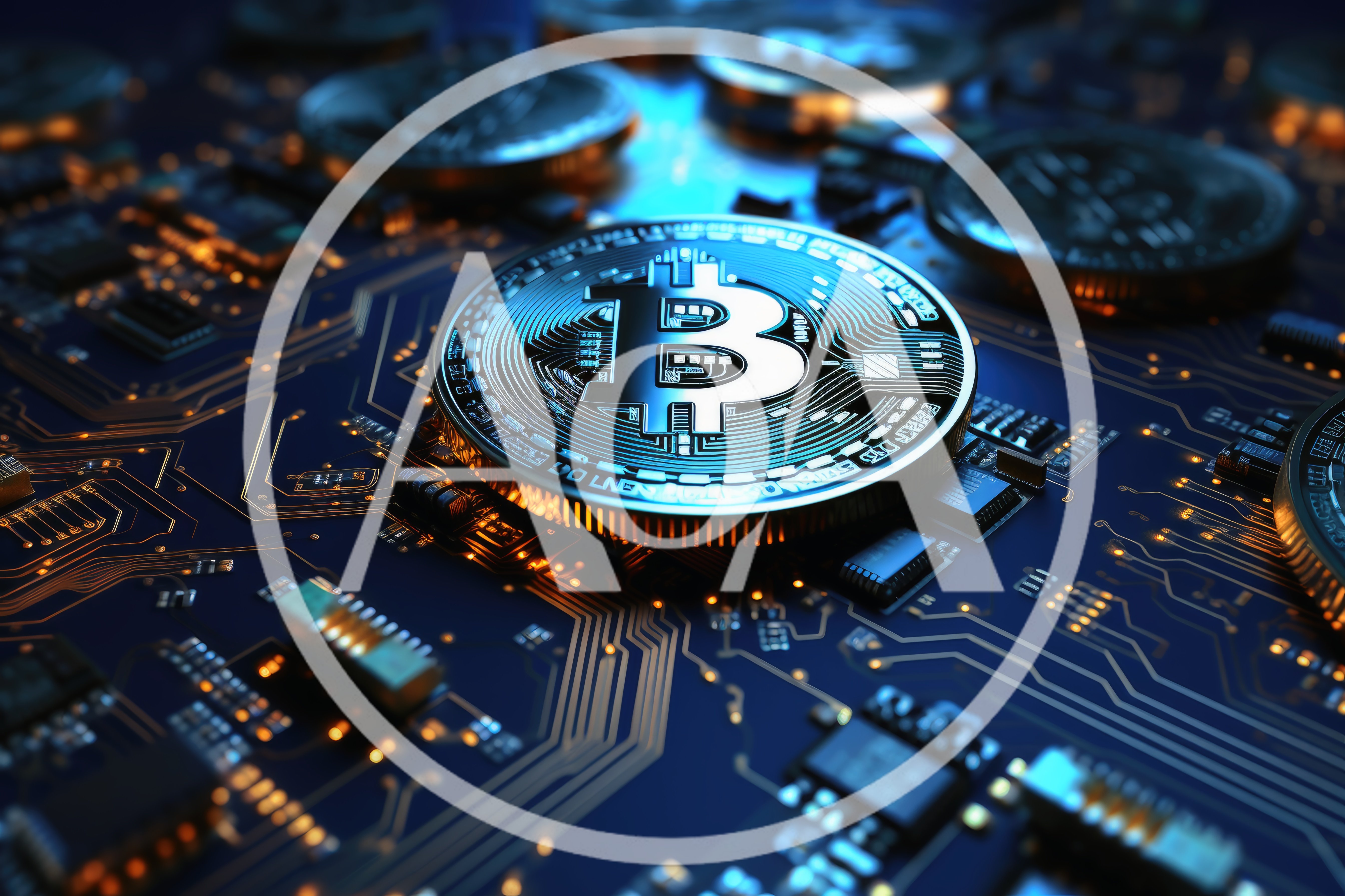 Bitcoin Cryptocurrency Coin Resting On A Computer Circuit Board