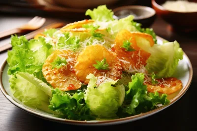 Fresh Green Salad With Crispy Potato Chips