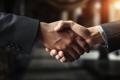 Professional Business Handshake Between Two Diverse Partners