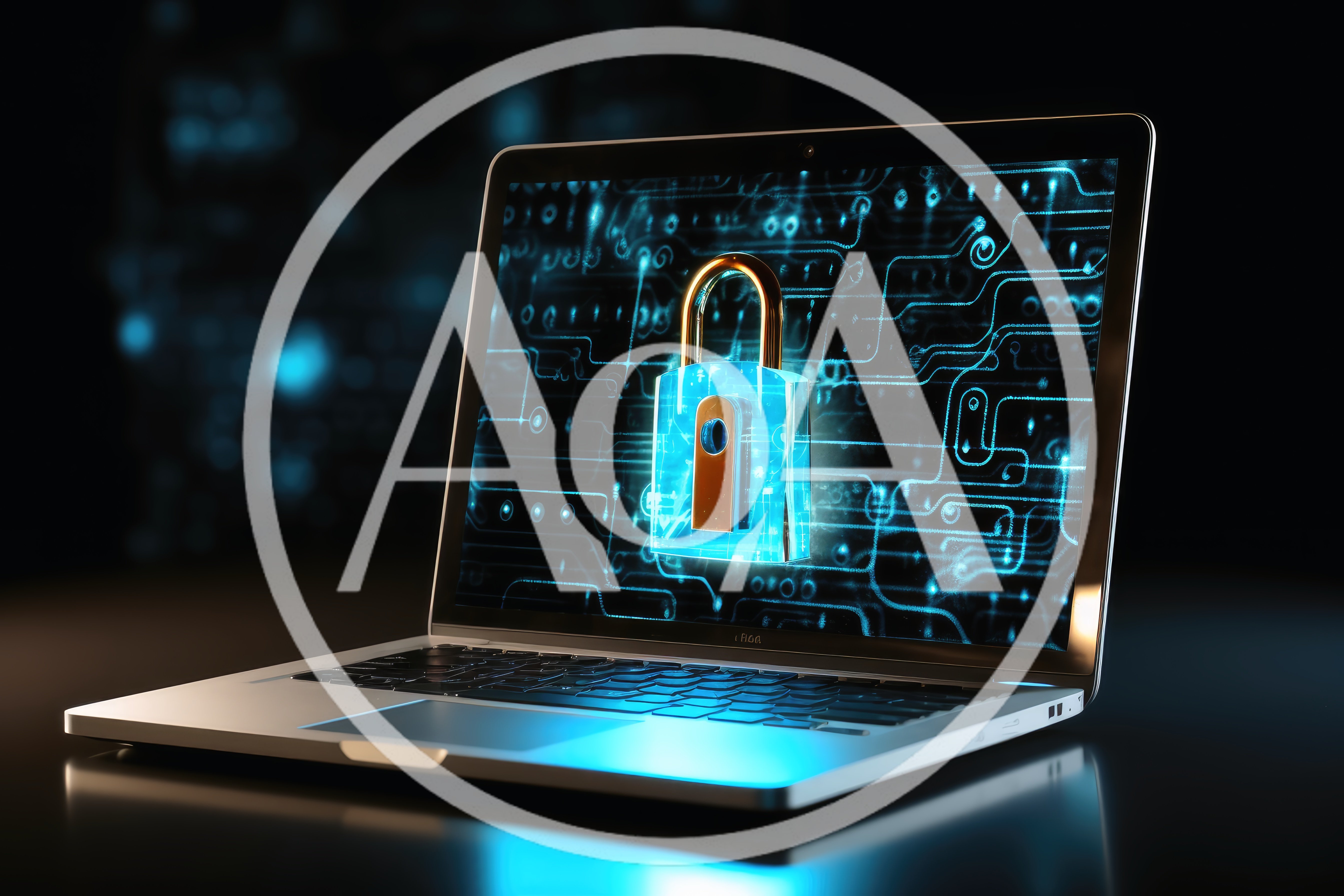 Cyber Security Concept With Digital Padlock On Laptop Screen