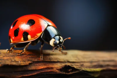 Macro Close Up Of A Seven Spotted Ladybug