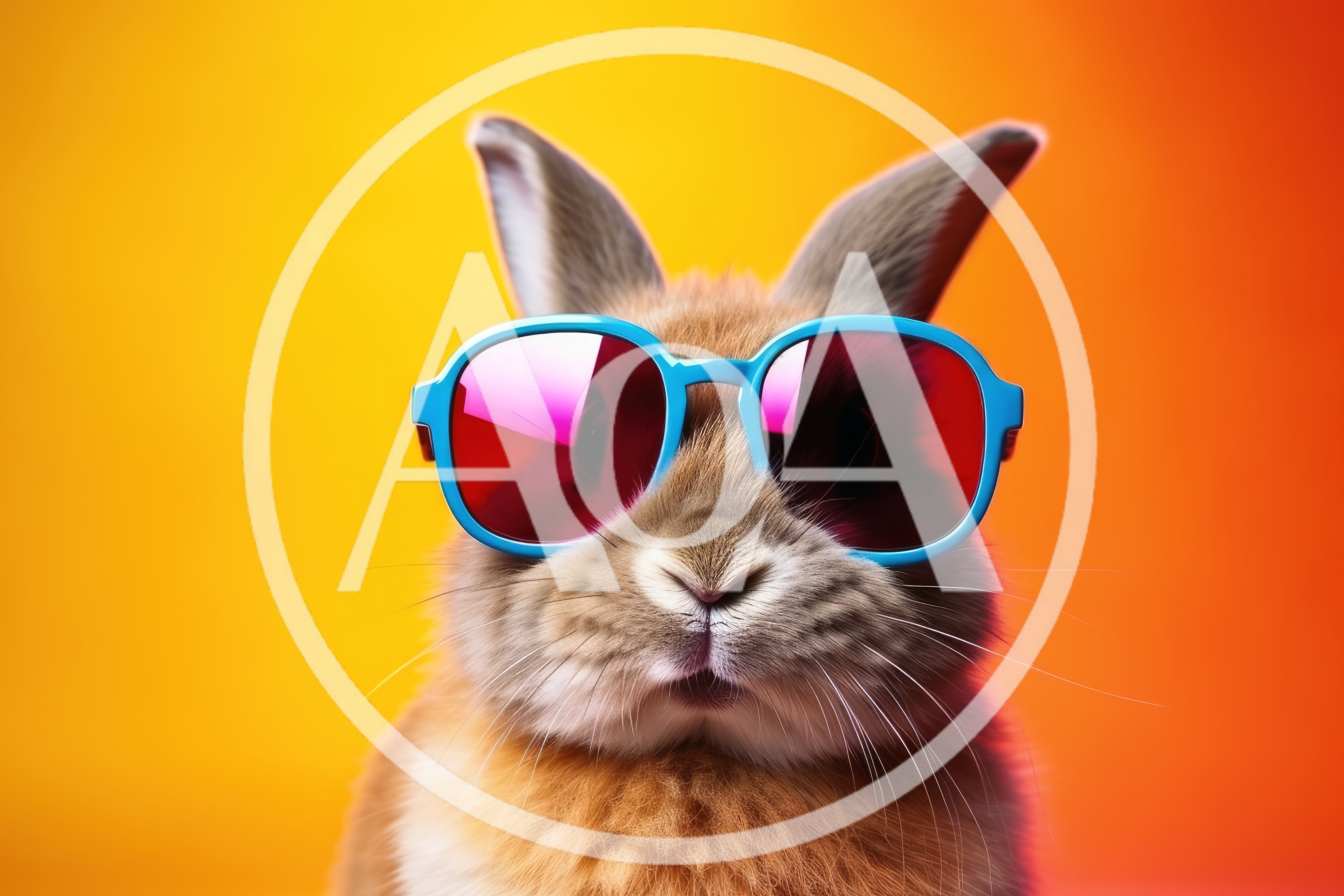 Cute Brown Rabbit Wearing Blue Sunglasses