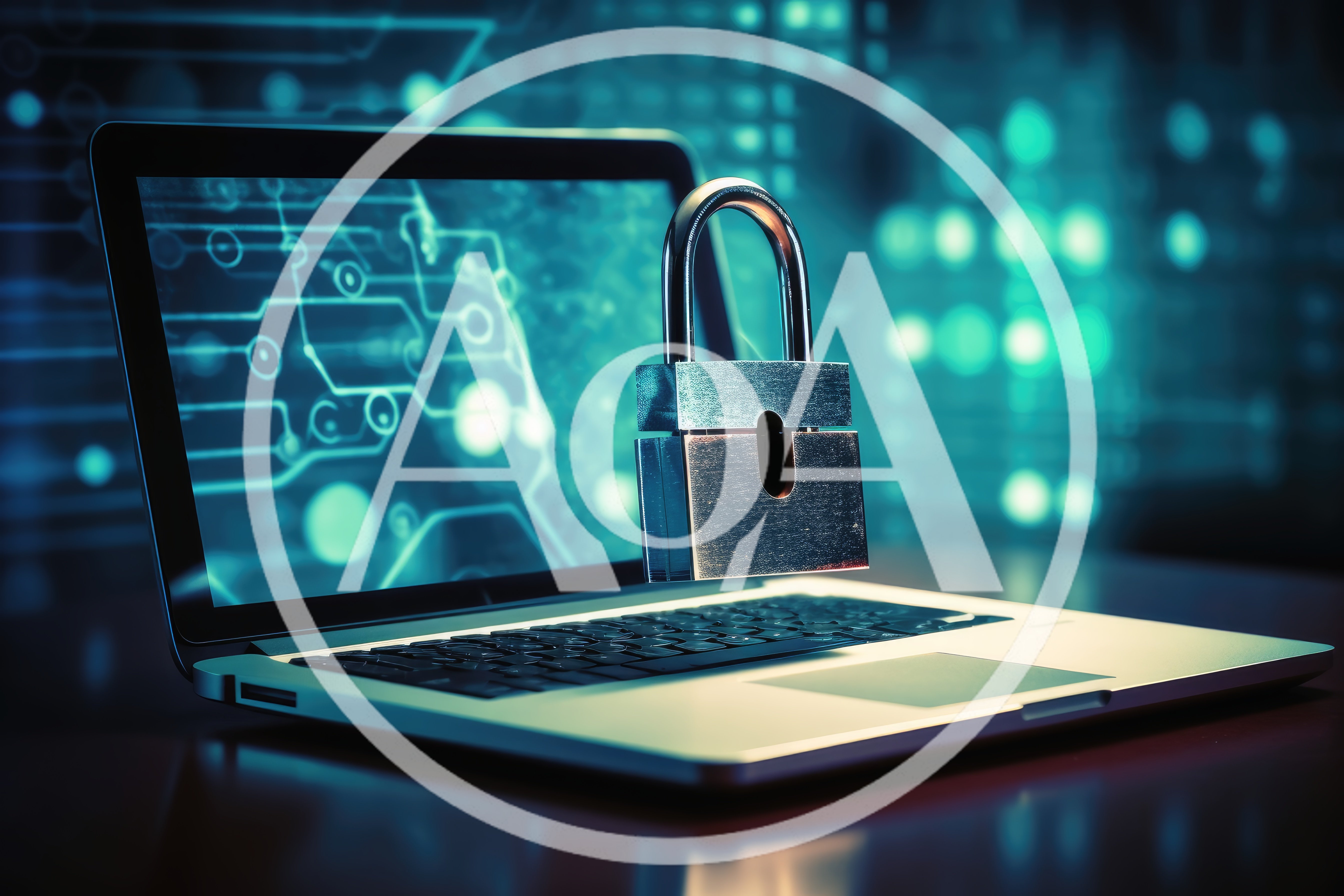 Cybersecurity Concept With Padlock On Laptop Screen