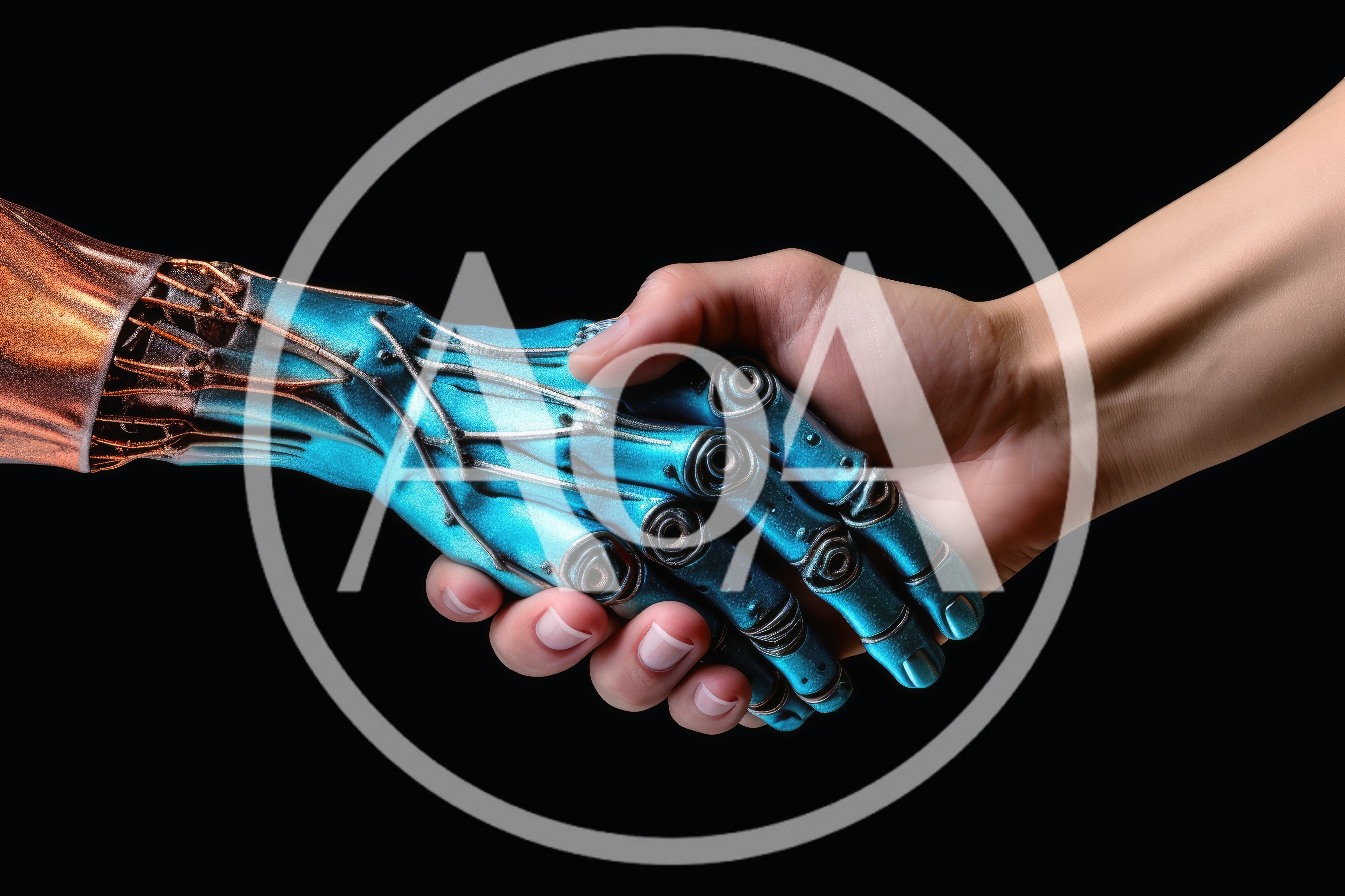 Human Hand Shaking Hands With Robotic Hand