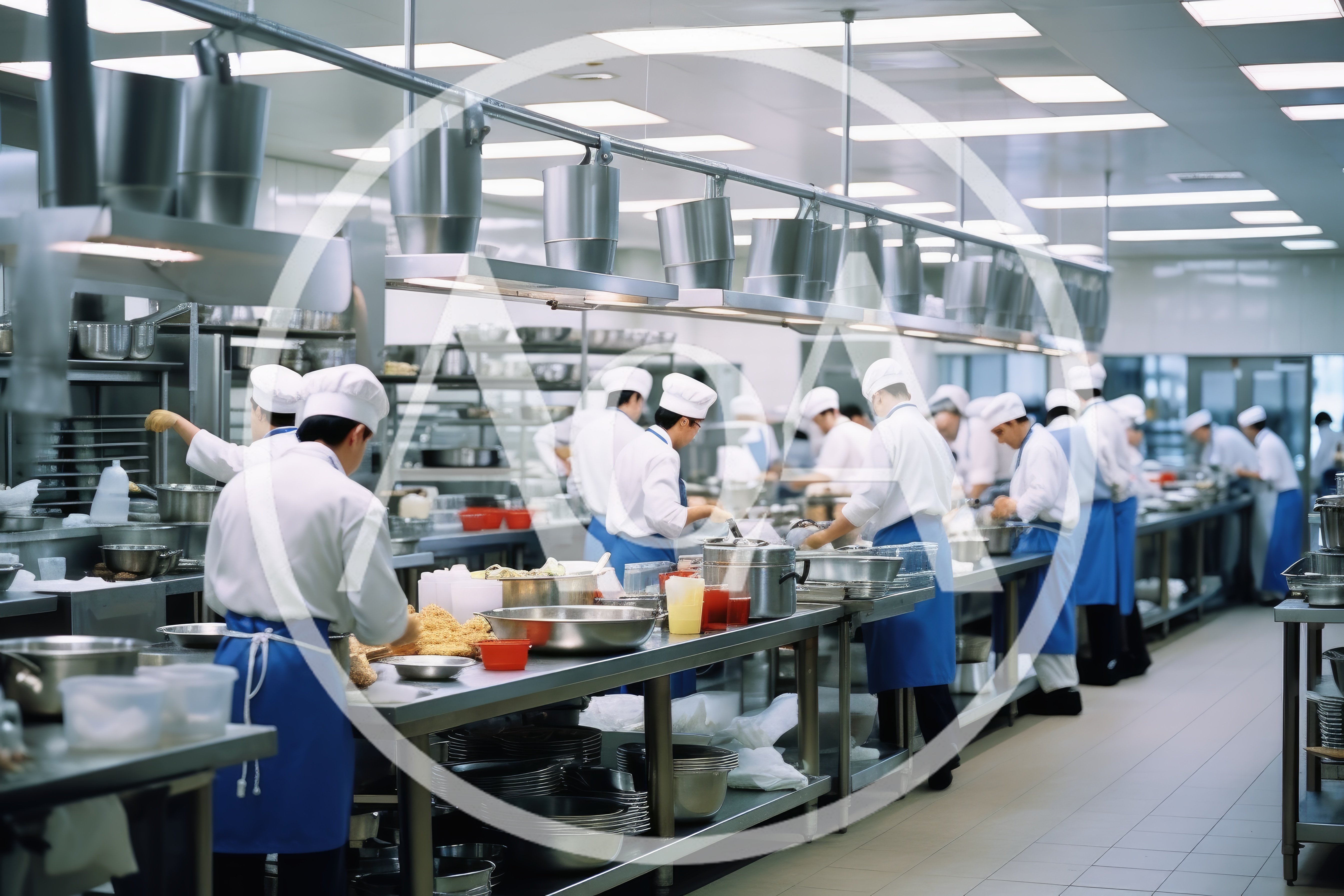 Professional Chefs Preparing Food In A Commercial Kitchen