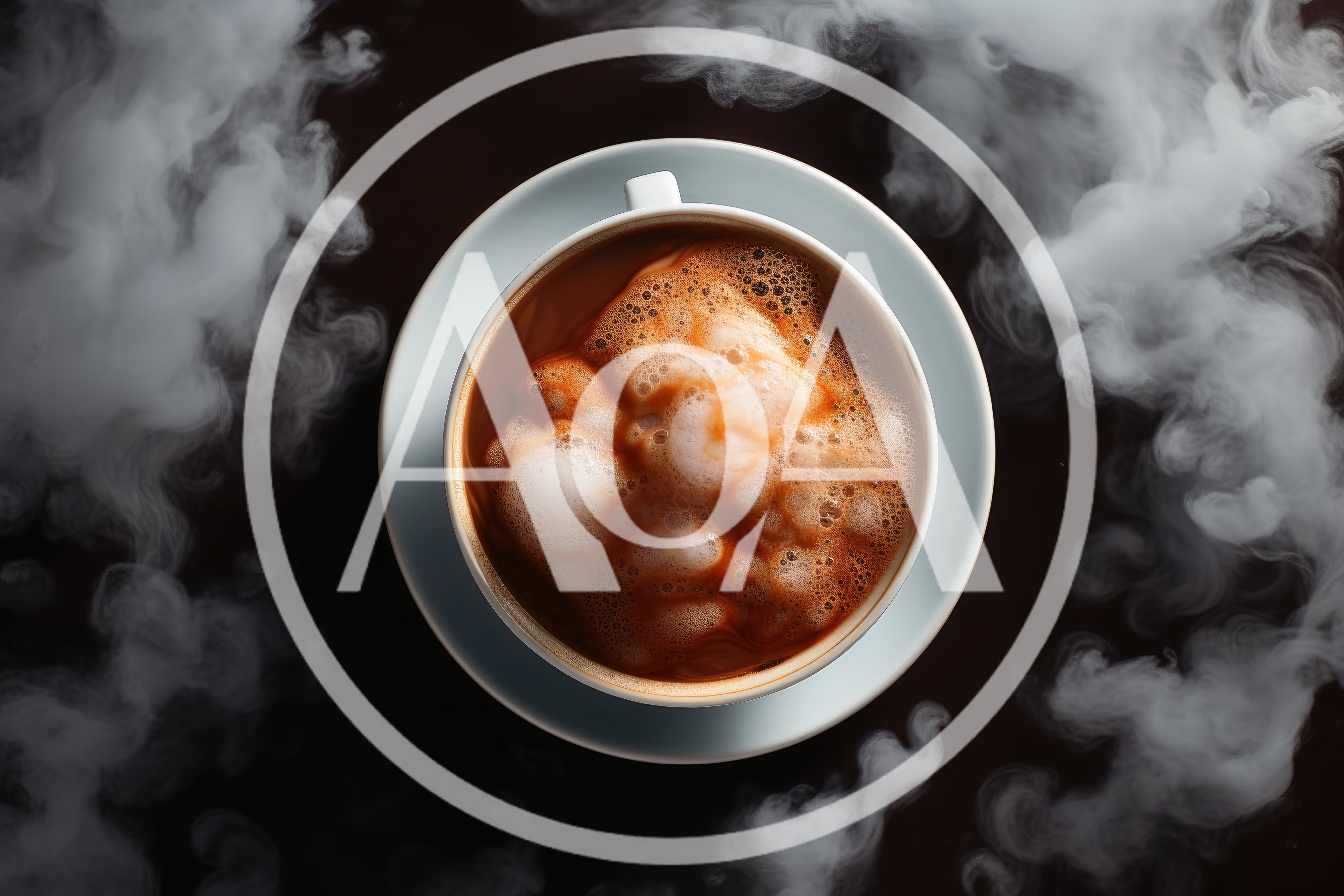 Top Down View Of A Steaming Cup Of Coffee