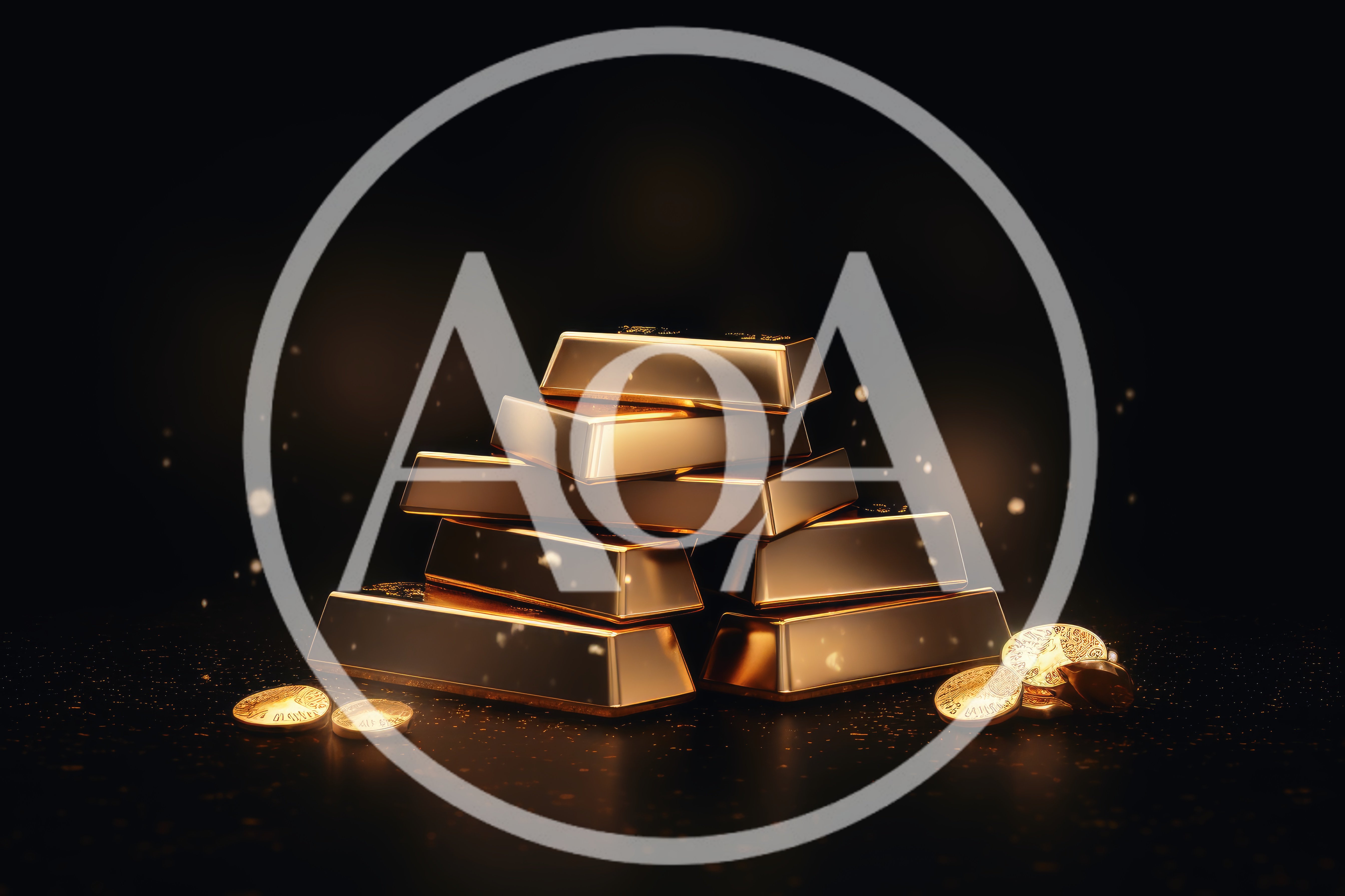 Stack of Shiny Gold Bars and Coins