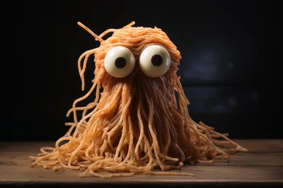 Spaghetti Monster Character With Googly Eyes