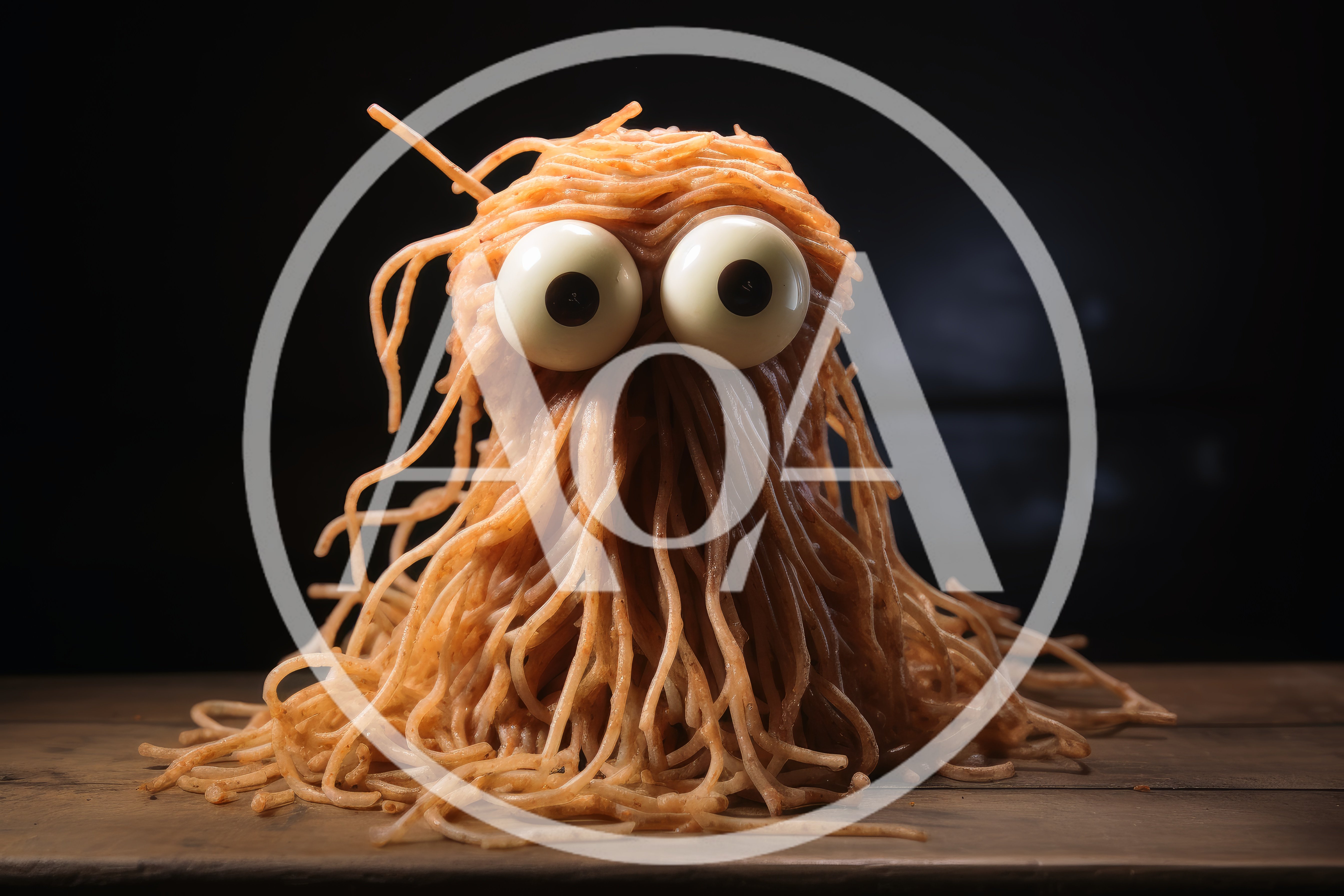 Spaghetti Monster Character With Googly Eyes
