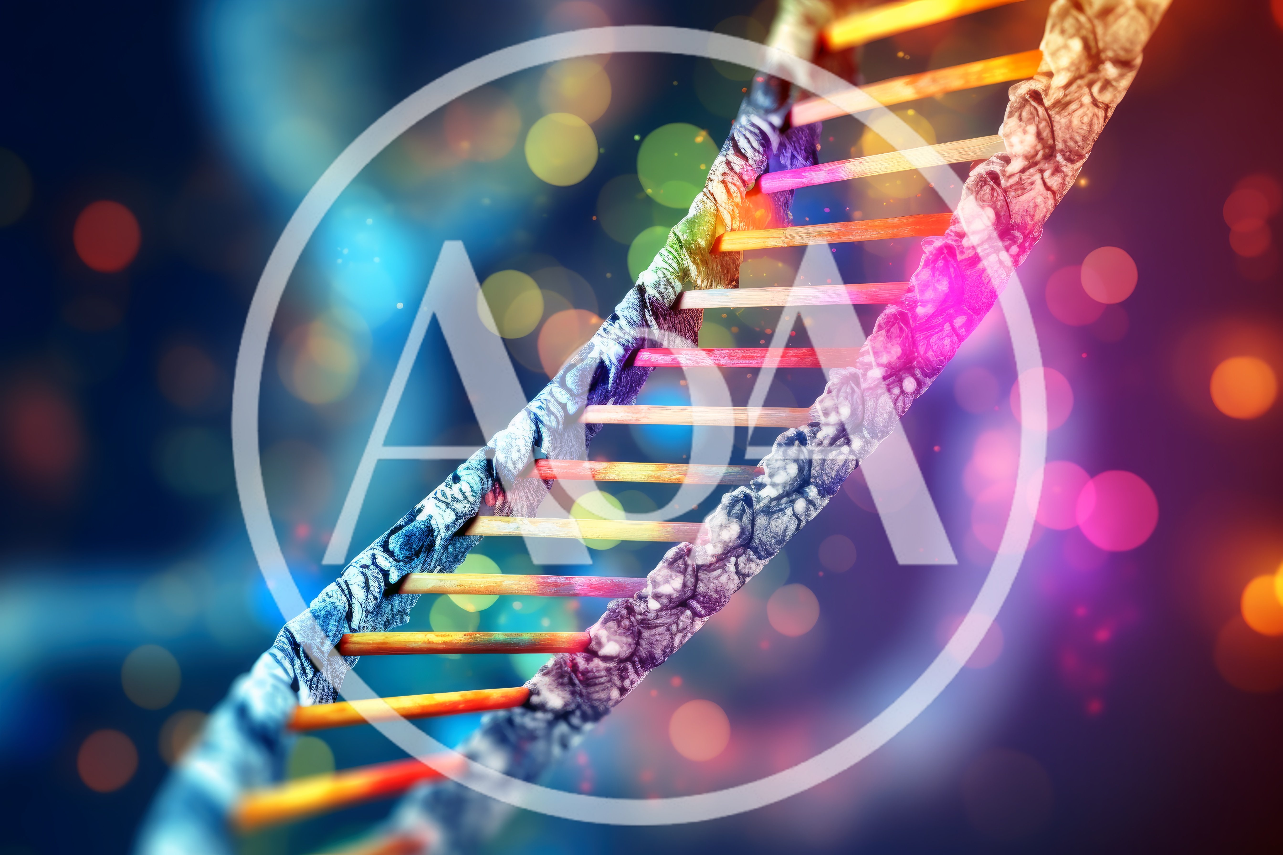 Abstract 3D DNA Helix Structure With Bokeh Background