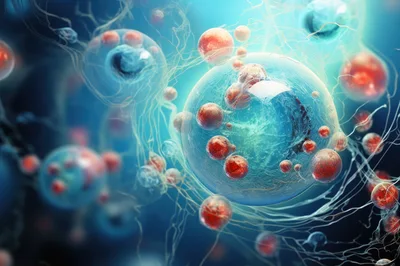 Microscopic View Of Biological Cells And Neural Networks