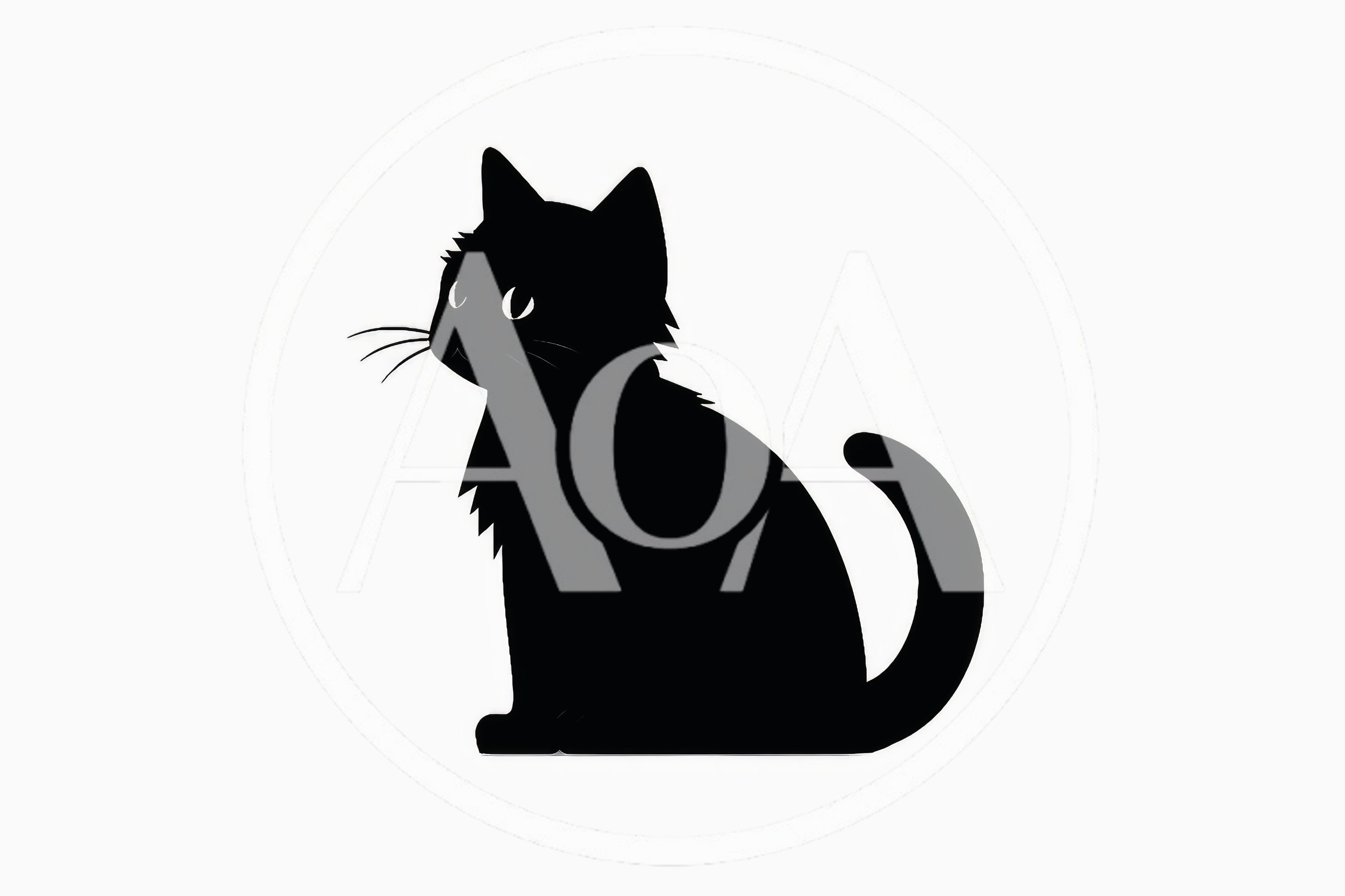Black Cat Silhouette Illustration On White Background
