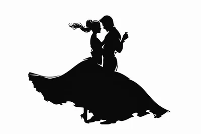 Silhouette Of A Couple Dancing In Formal Attire