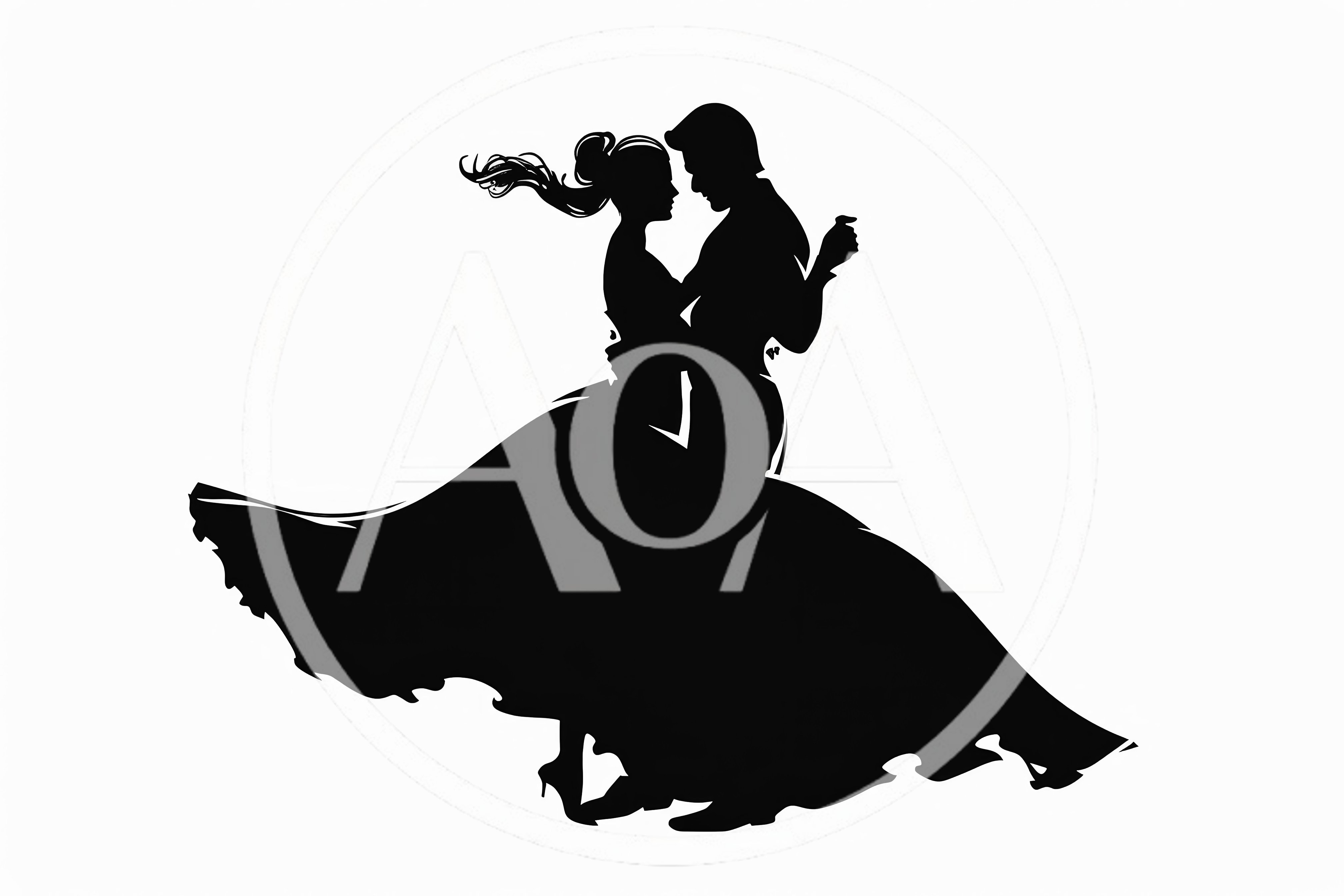 Silhouette Of A Couple Dancing In Formal Attire
