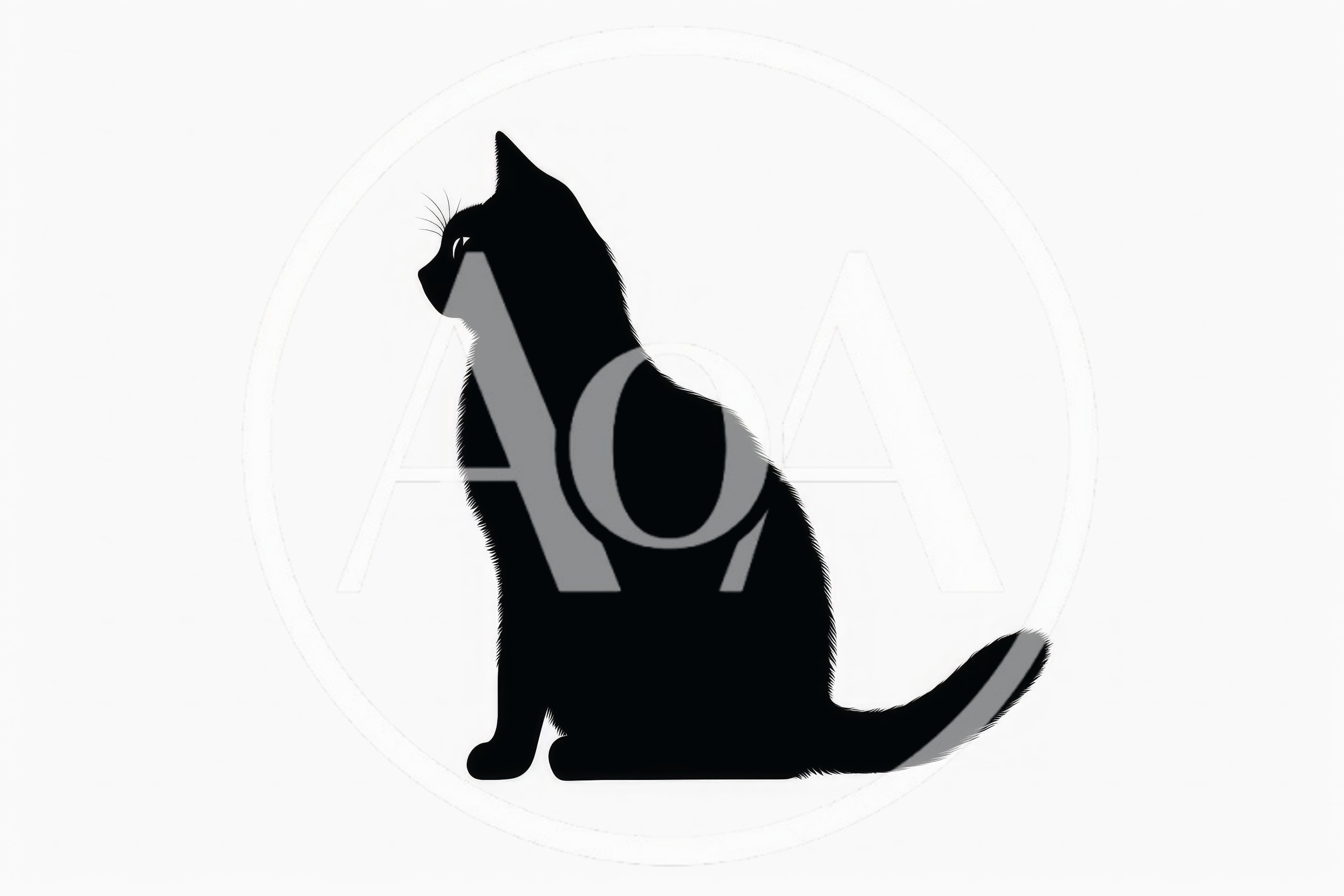 Black Cat Silhouette Sitting In Profile