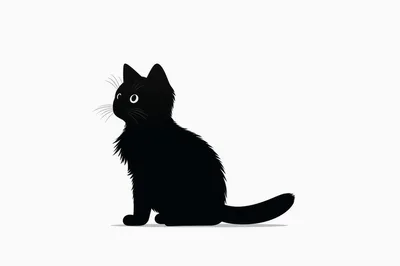Minimalist Silhouette Of A Sitting Black Cat