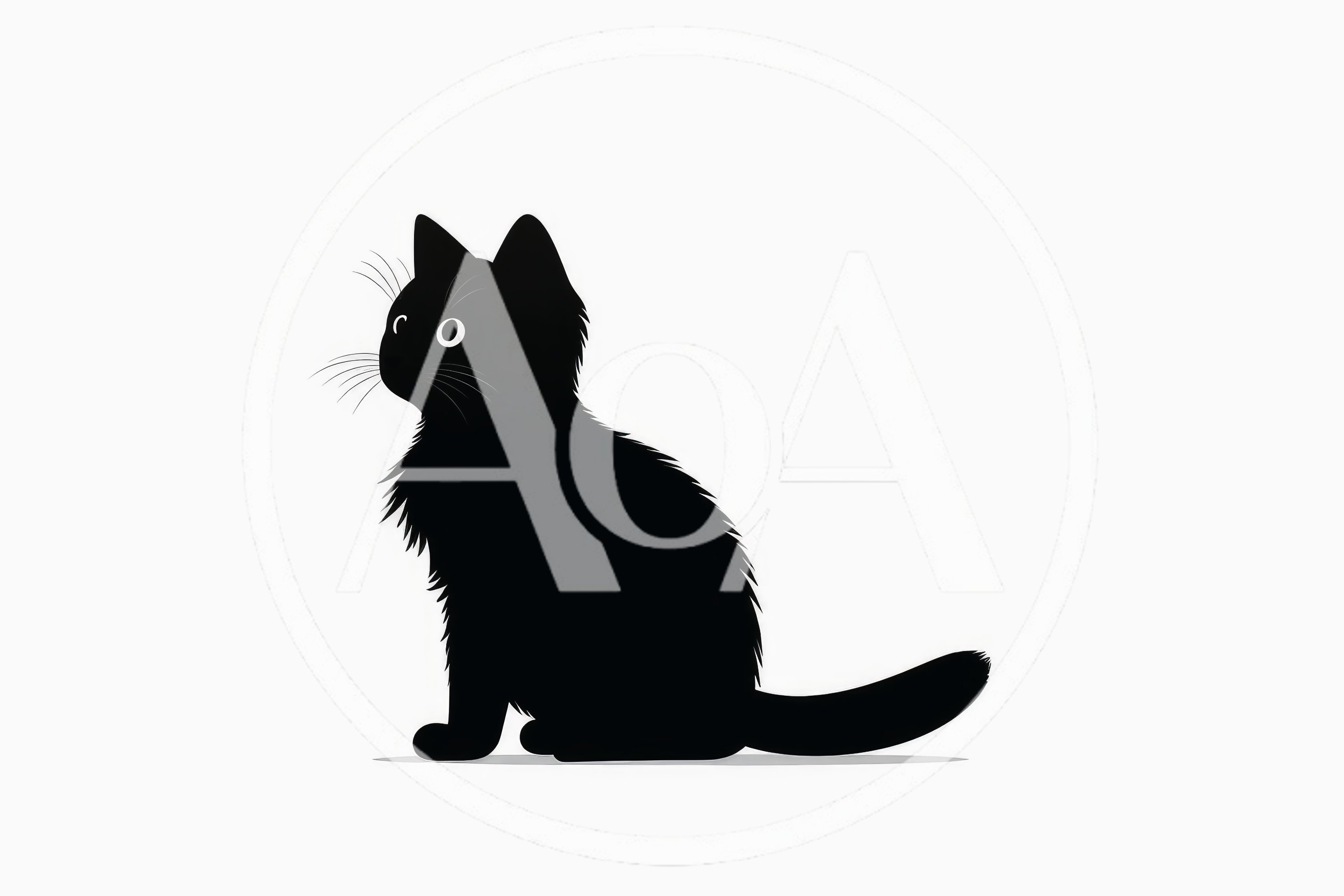 Minimalist Silhouette Of A Sitting Black Cat