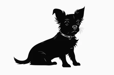 Black Silhouette Illustration Of A Sitting Chihuahua