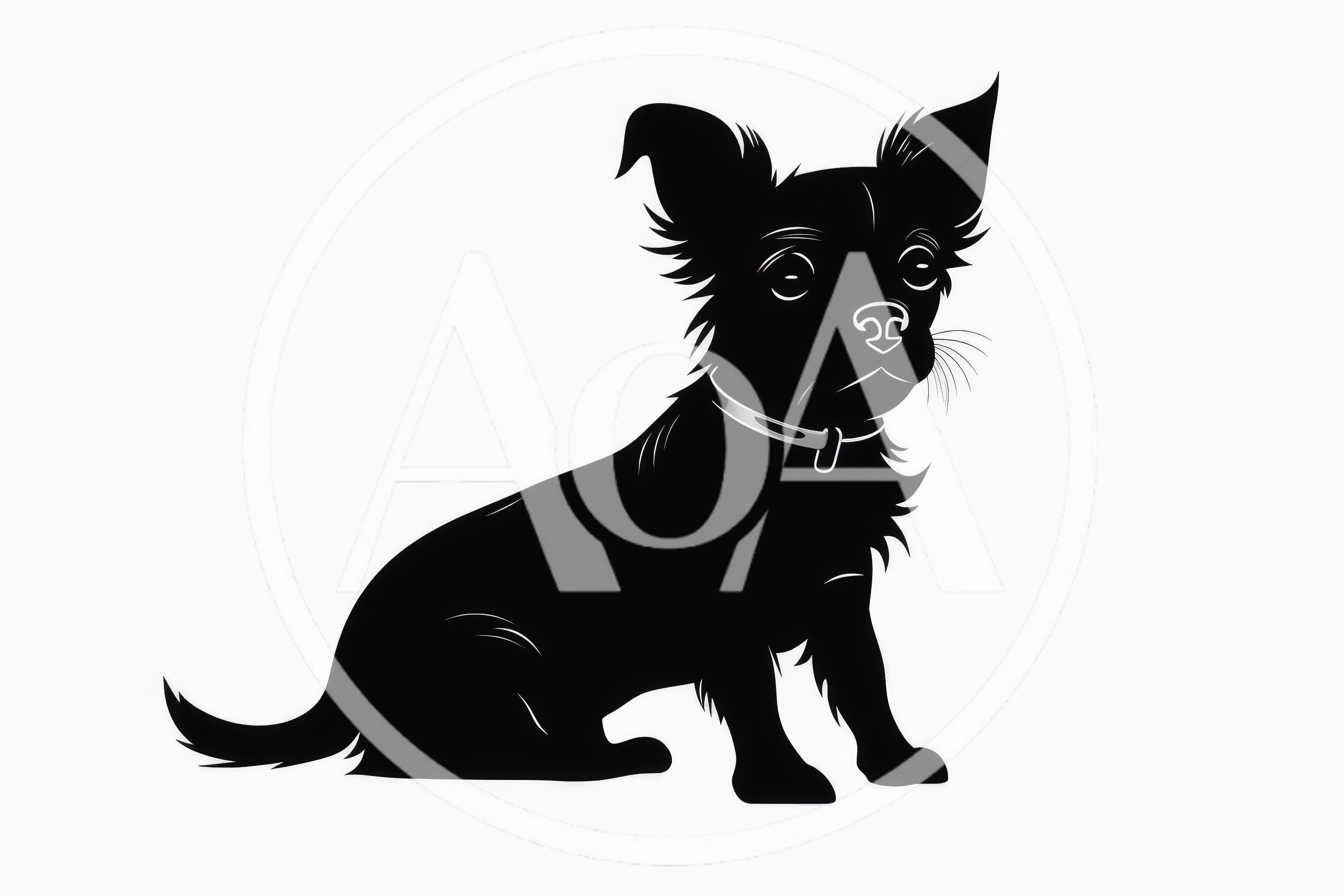 Black Silhouette Illustration Of A Sitting Chihuahua
