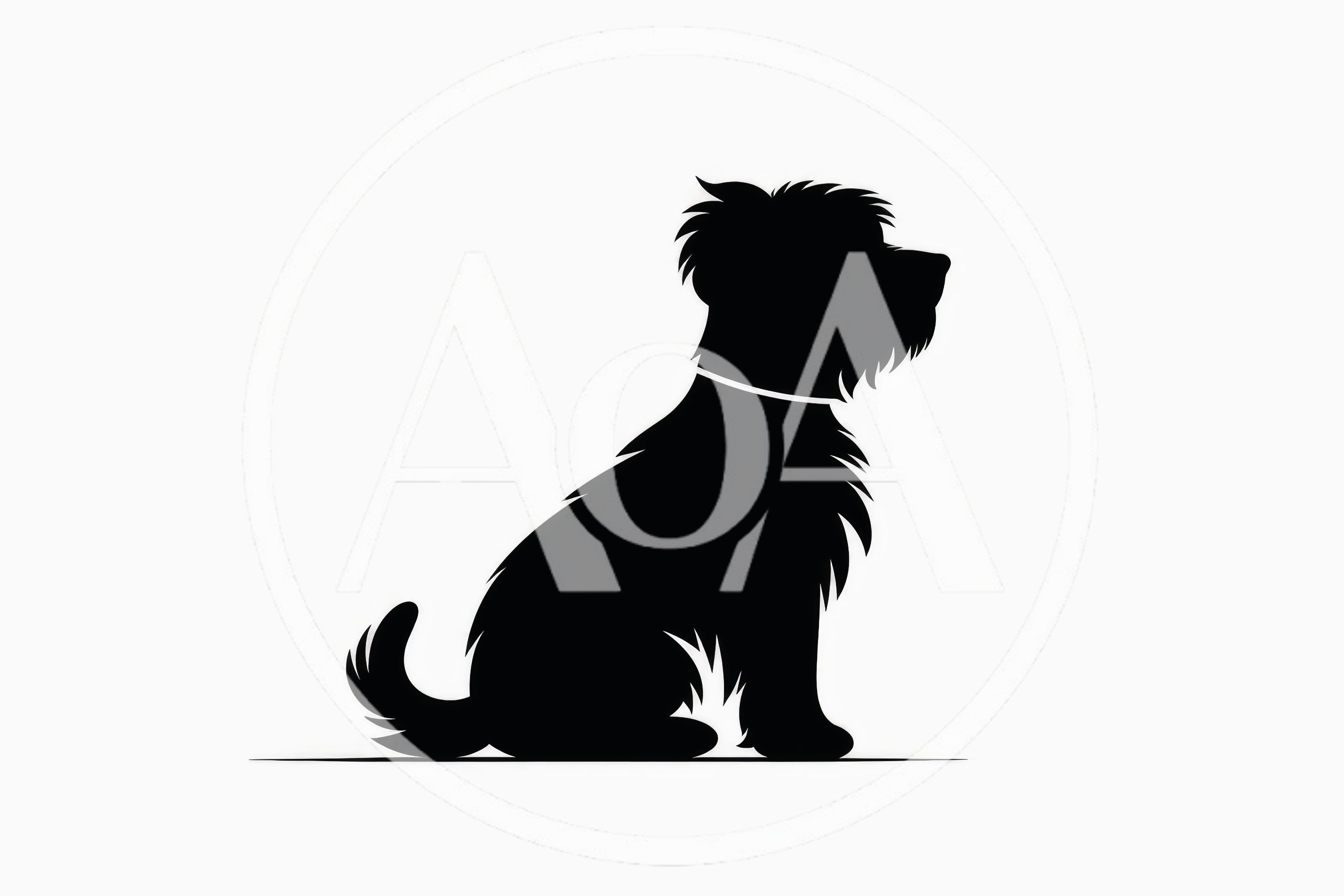 Black Silhouette Of A Sitting Terrier Dog