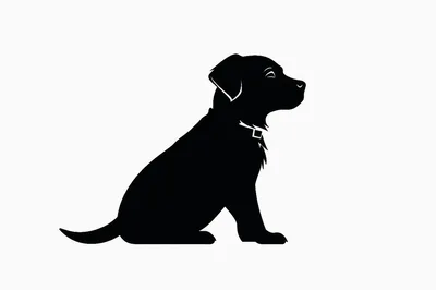 Black Silhouette Of A Sitting Puppy Dog