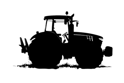 Black Silhouette Of A Modern Agricultural Tractor