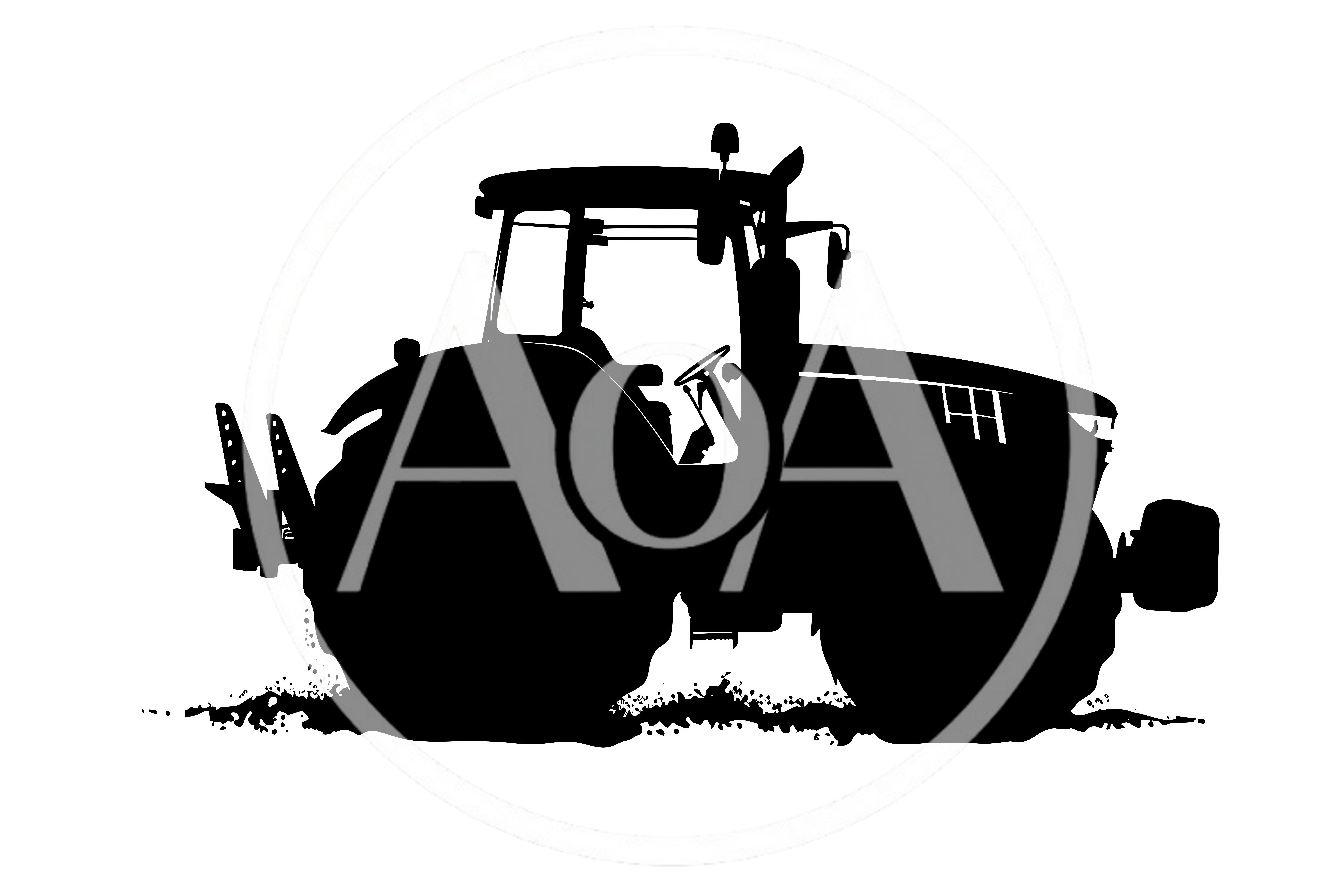 Black Silhouette Of A Modern Agricultural Tractor