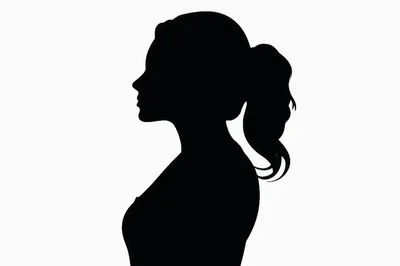 Silhouette Of A Woman In Profile With Ponytail