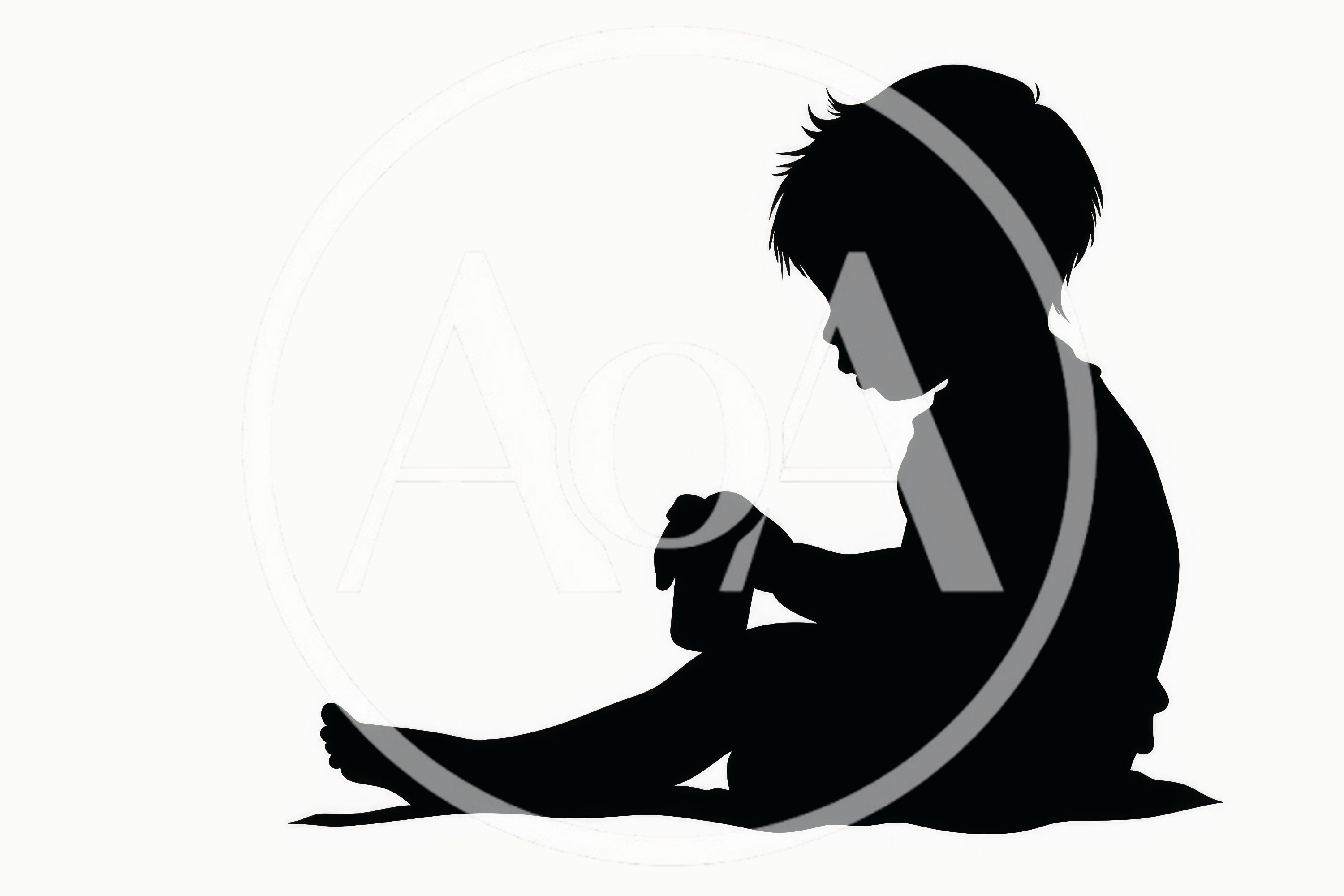 Silhouette Of A Toddler Sitting And Playing