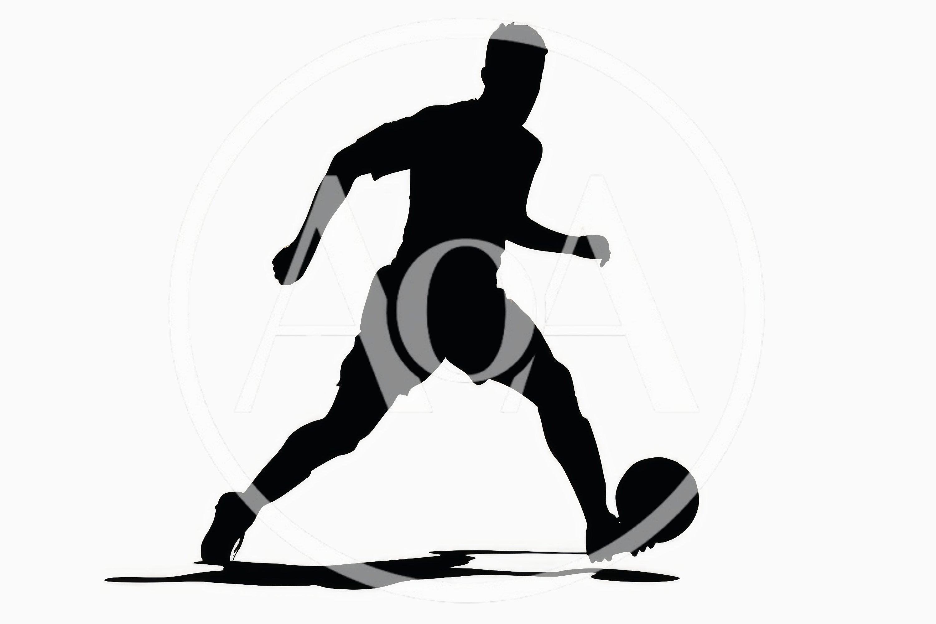 Silhouette Of A Soccer Player Dribbling A Ball