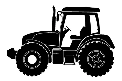 Black Silhouette Of A Modern Farm Tractor