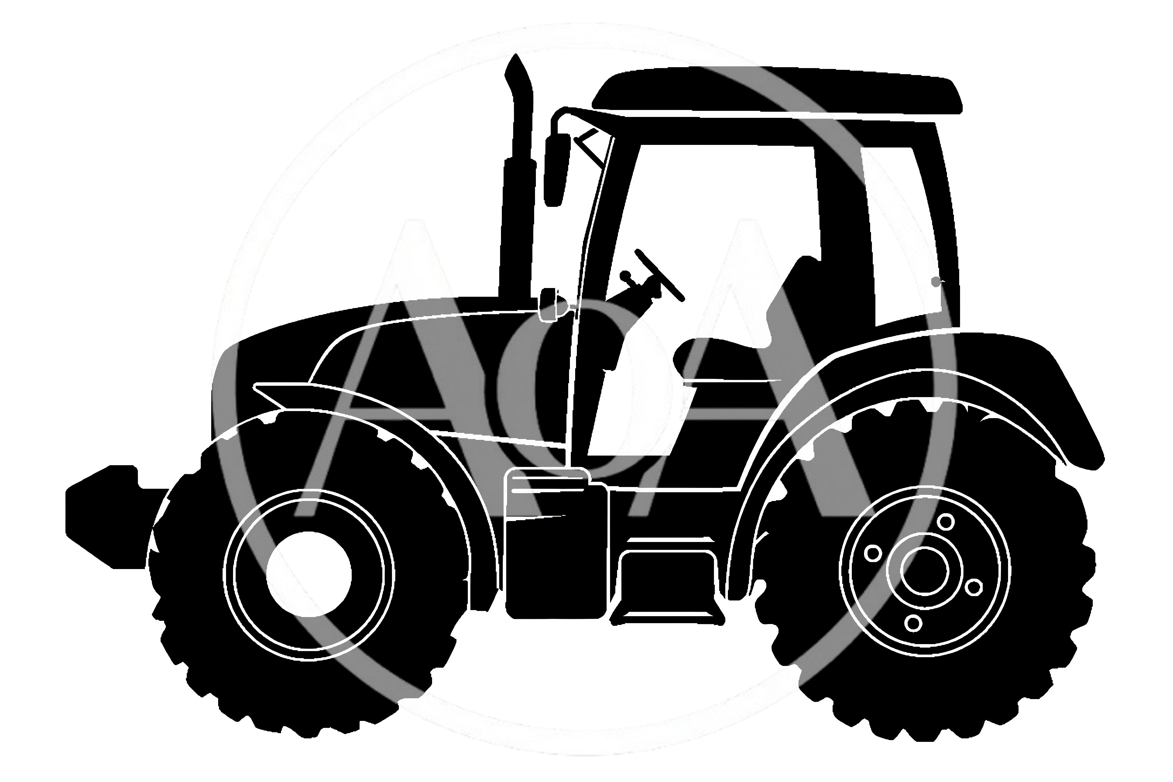 Black Silhouette Of A Modern Farm Tractor
