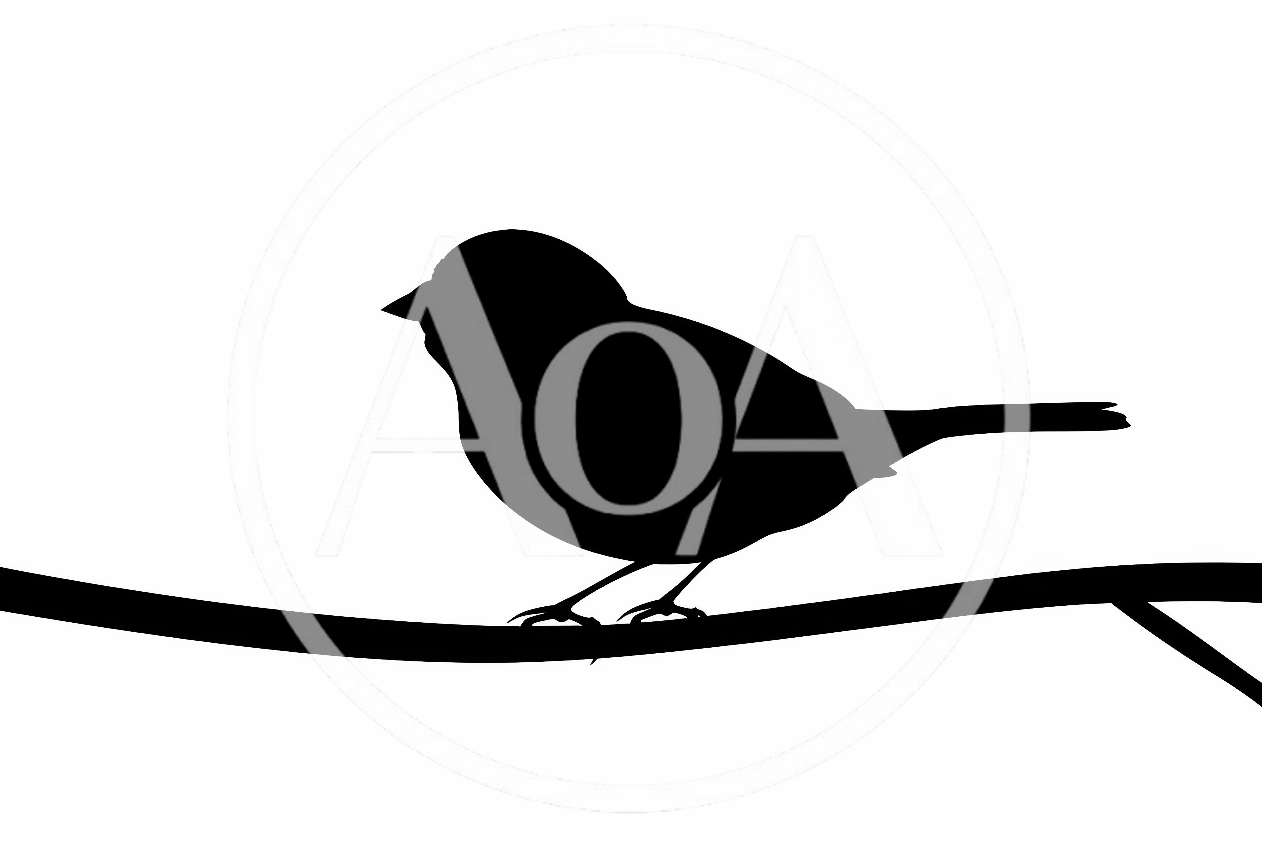 Black Silhouette Of A Small Bird Perched On Branch