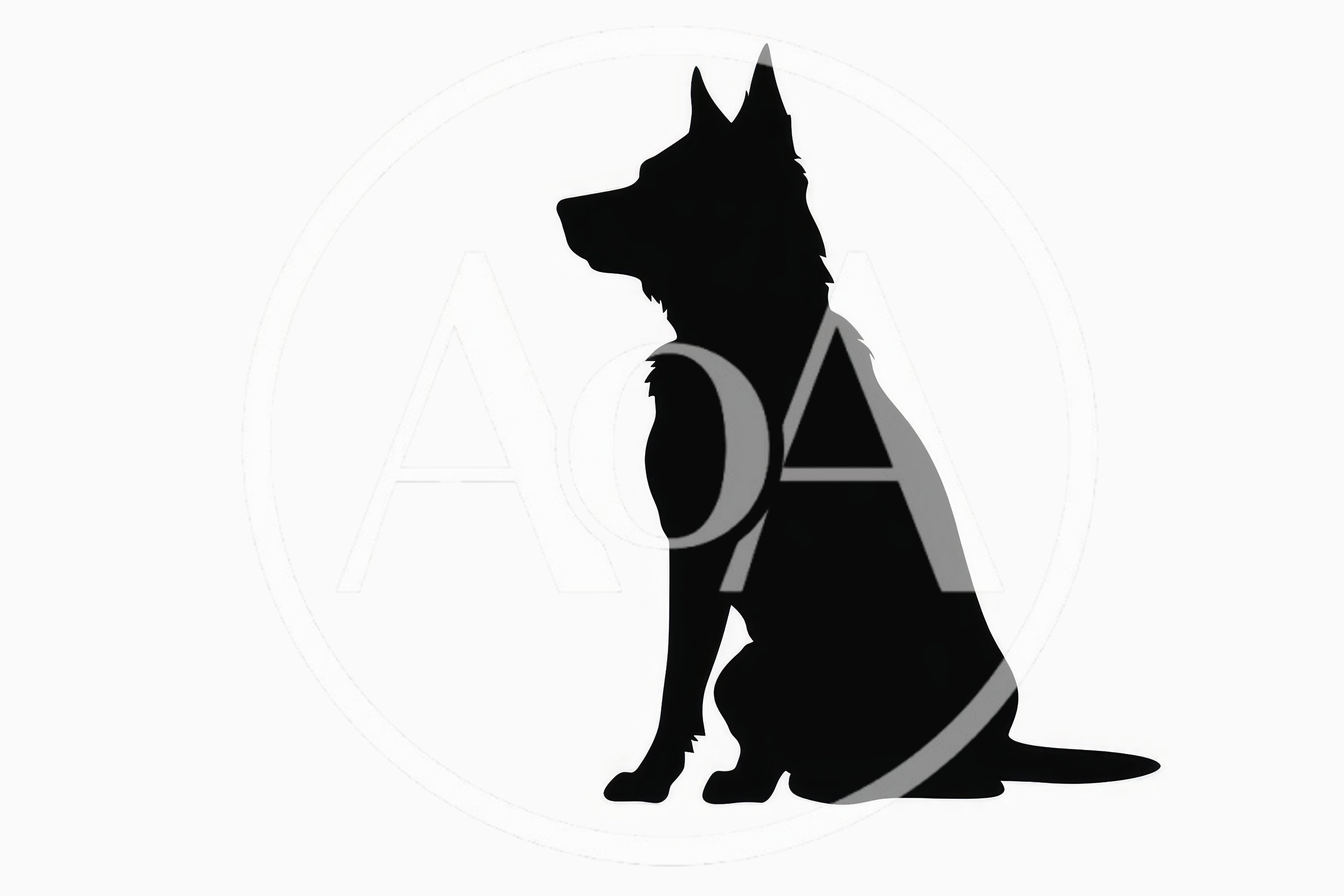Black Silhouette Of A Sitting German Shepherd Dog