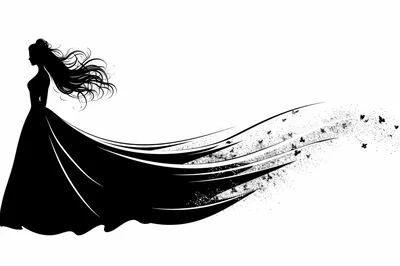 Silhouette Of A Woman In A Flowing Gown