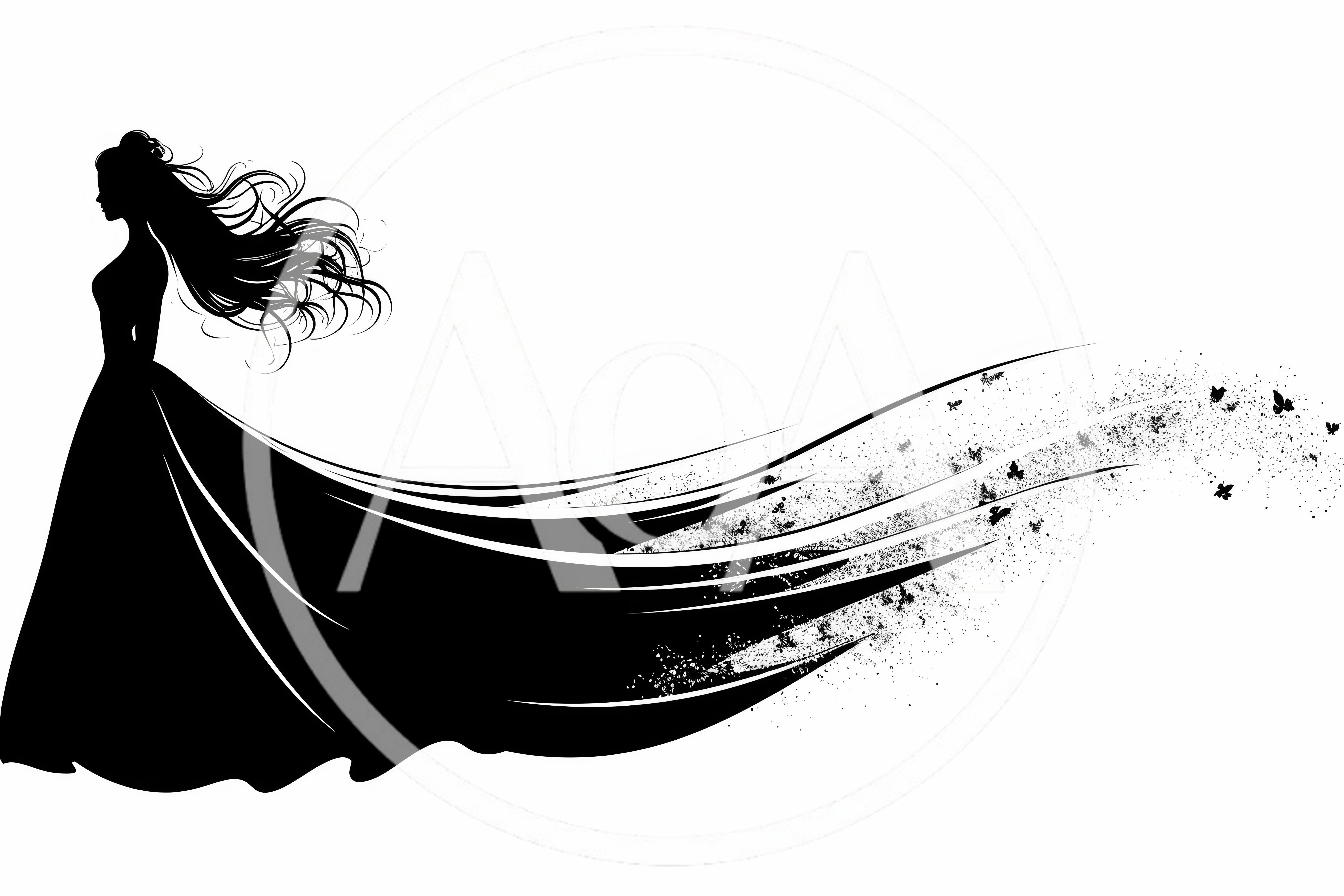 Silhouette Of A Woman In A Flowing Gown