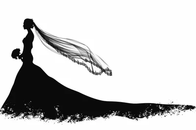 Silhouette Of A Bride In A Wedding Dress