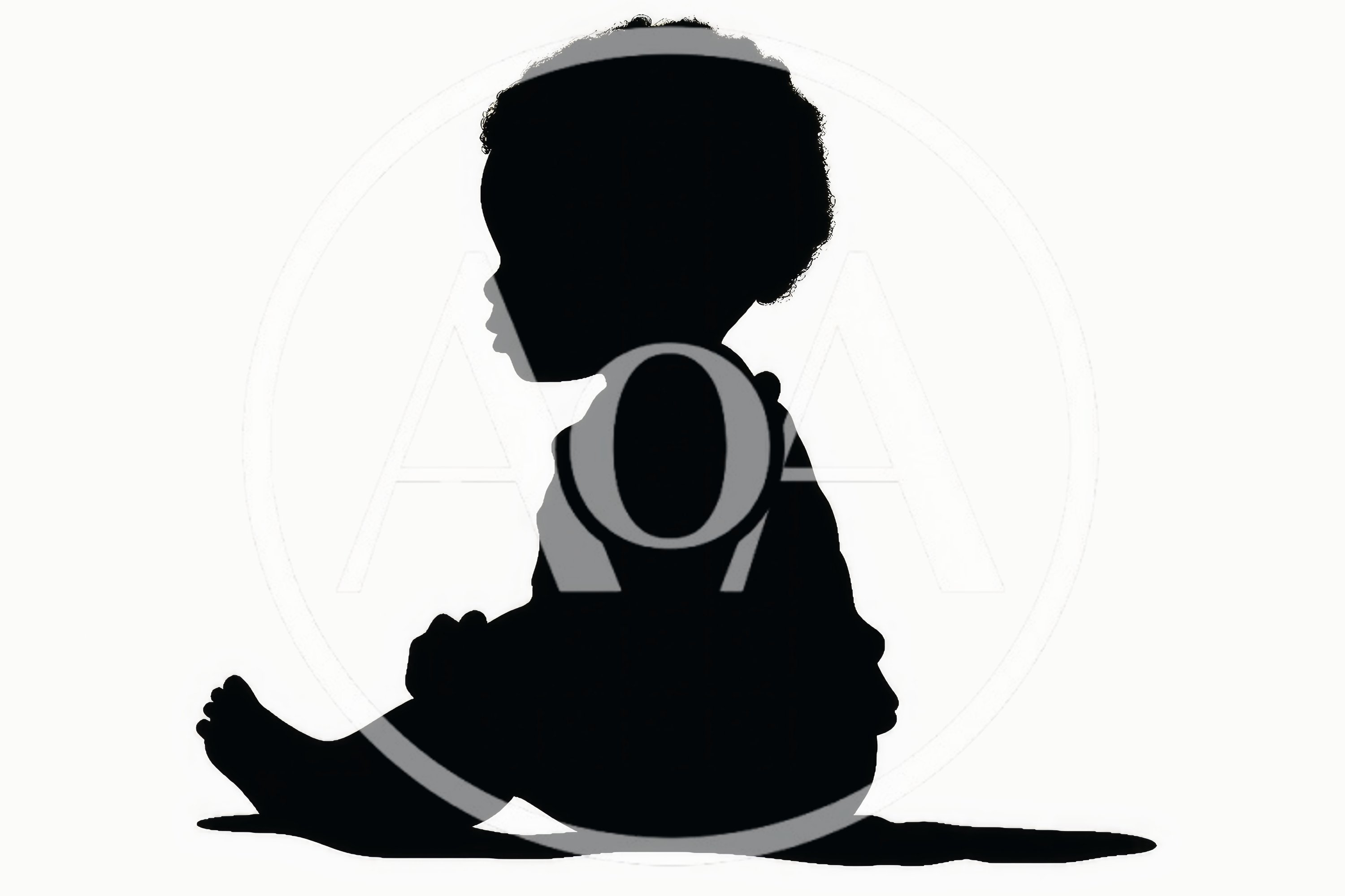 Silhouette Of A Toddler Sitting On The Floor