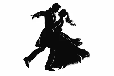 Silhouette Of A Couple Dancing In Formal Attire
