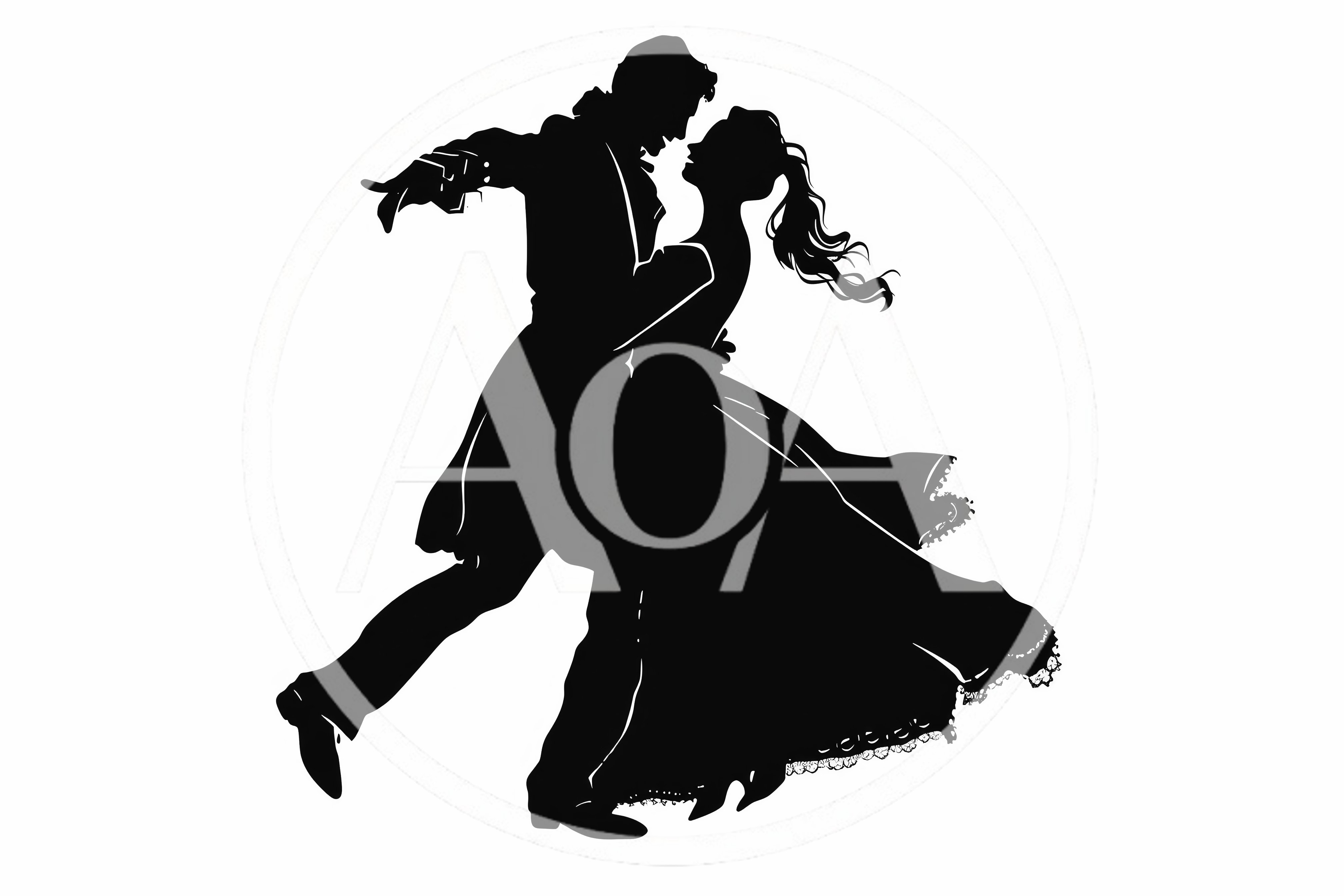 Silhouette Of A Couple Dancing In Formal Attire