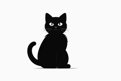 Minimalist Vector Illustration Of A Sitting Black Cat